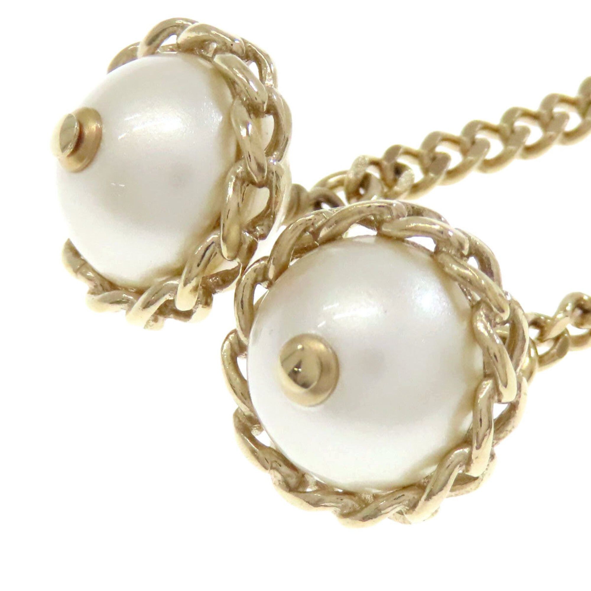 Chanel Chanel Chain Coco Mark Earrings, Metal/Faux Pearl, Women's CHANEL Size ONE SIZE - 5 Thumbnail