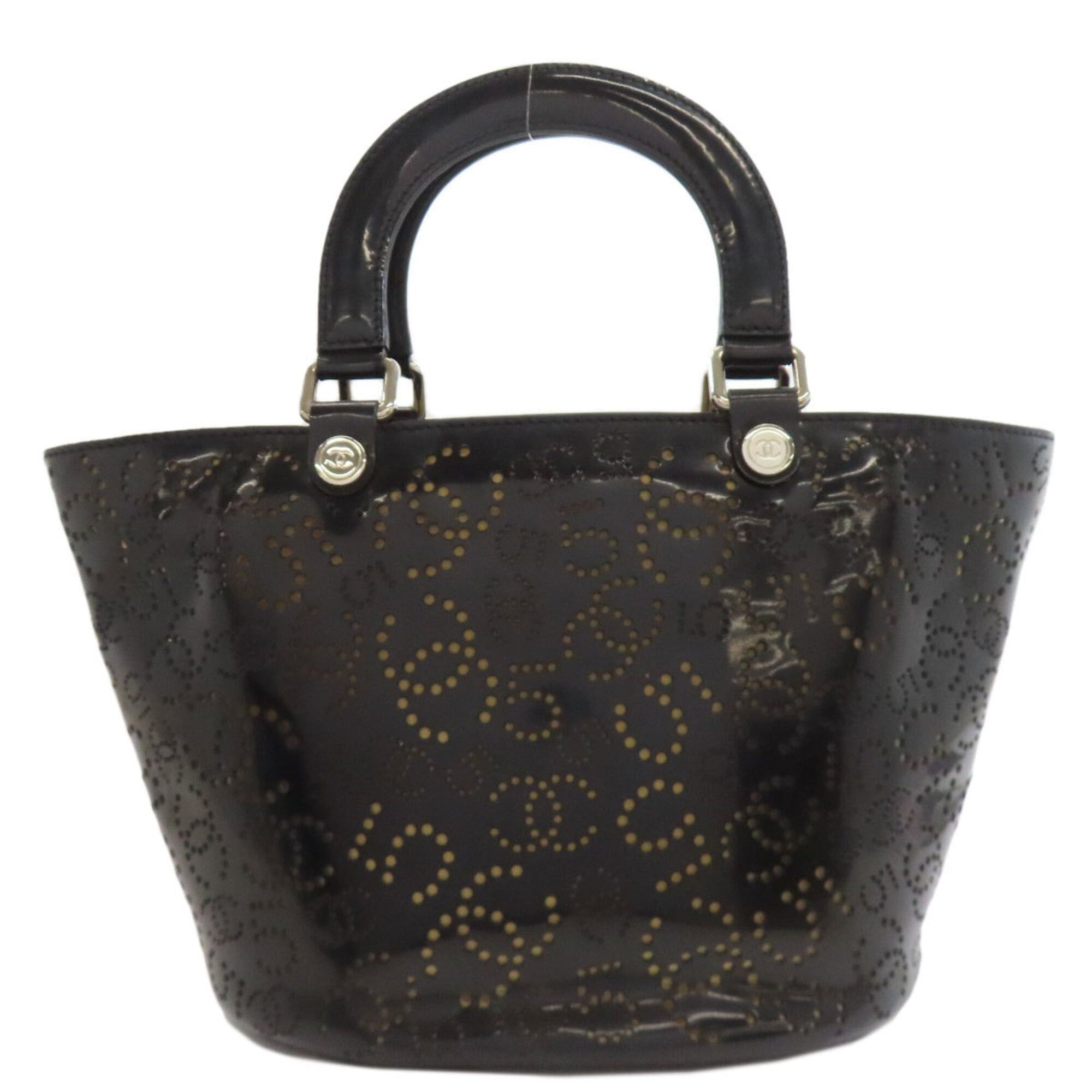 Chanel Chanel Perforated Coco Mark Silver Hardware Handbag Enamel Women's CHANEL Size ONE SIZE - 2 Thumbnail