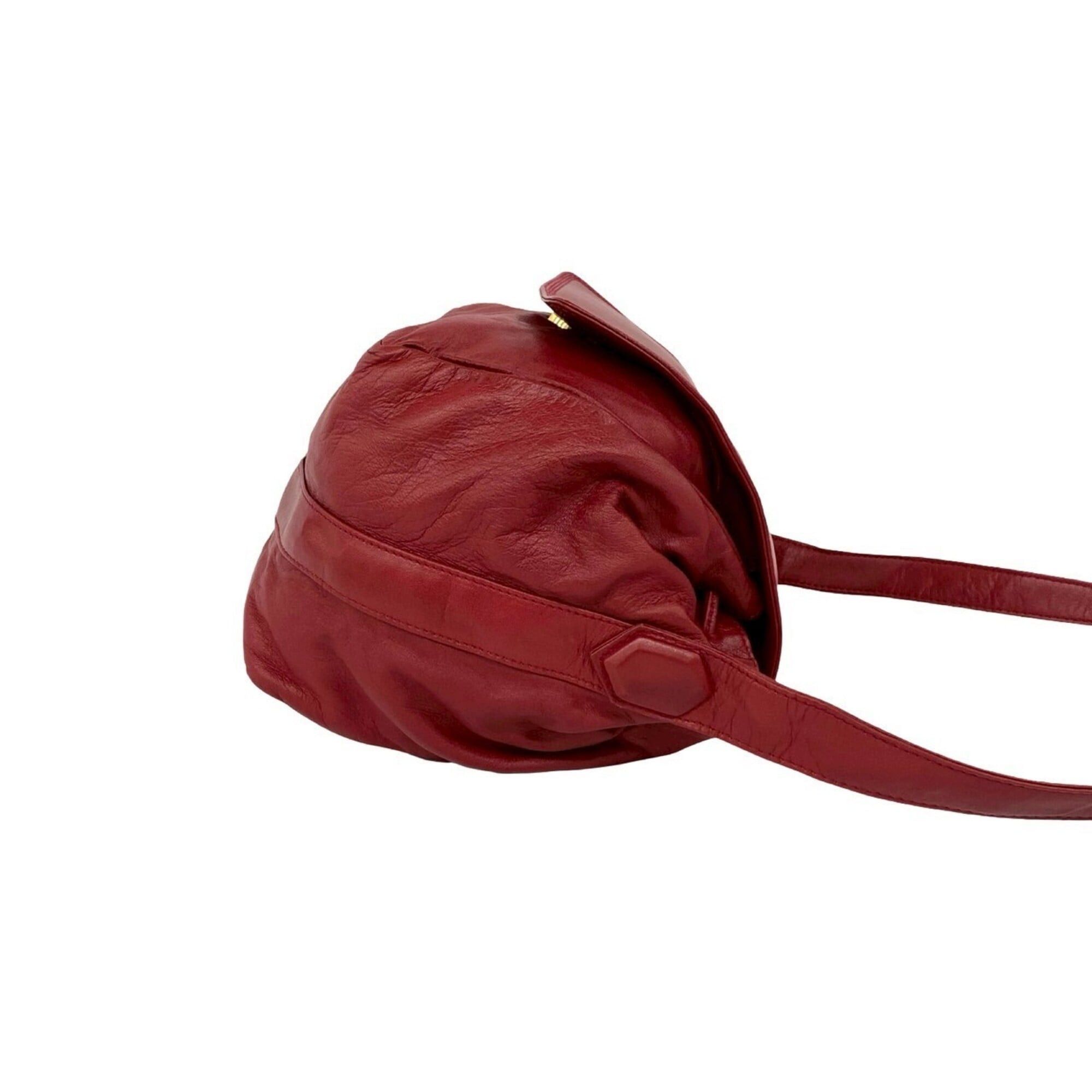 Loewe LOEWE Vintage Anagram Logo Nappa Leather Drawstring Shoulder Bag/Pouch/Sacoche, Red, 28094 Size ONE SIZE - 6 Thumbnail