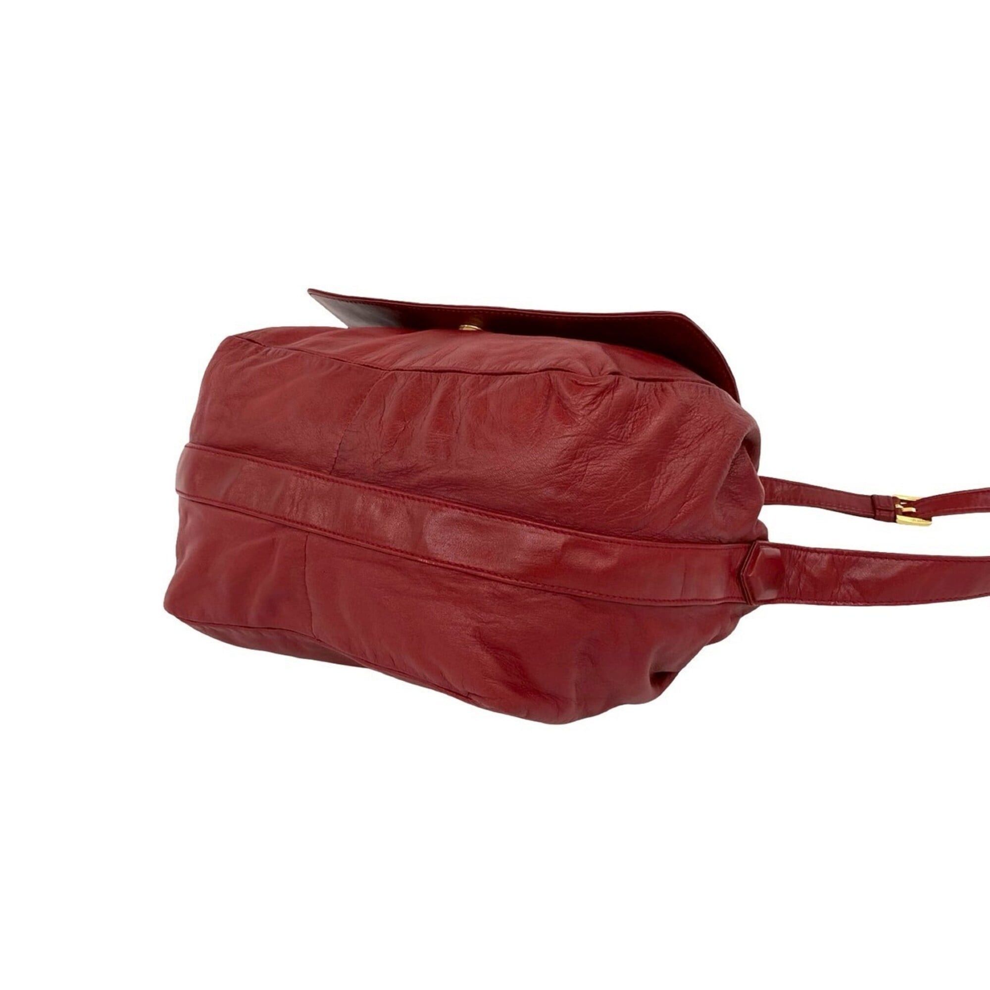 Loewe LOEWE Vintage Anagram Logo Nappa Leather Drawstring Shoulder Bag/Pouch/Sacoche, Red, 28094 Size ONE SIZE - 8 Thumbnail