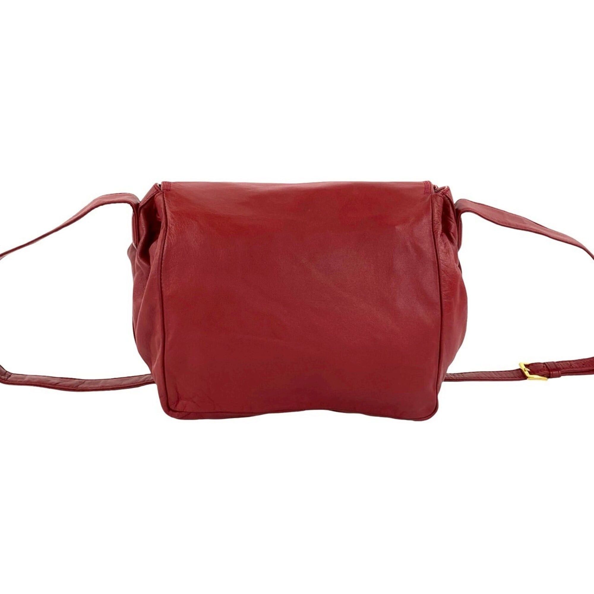 Loewe LOEWE Vintage Anagram Logo Nappa Leather Drawstring Shoulder Bag/Pouch/Sacoche, Red, 28094 Size ONE SIZE - 3 Thumbnail