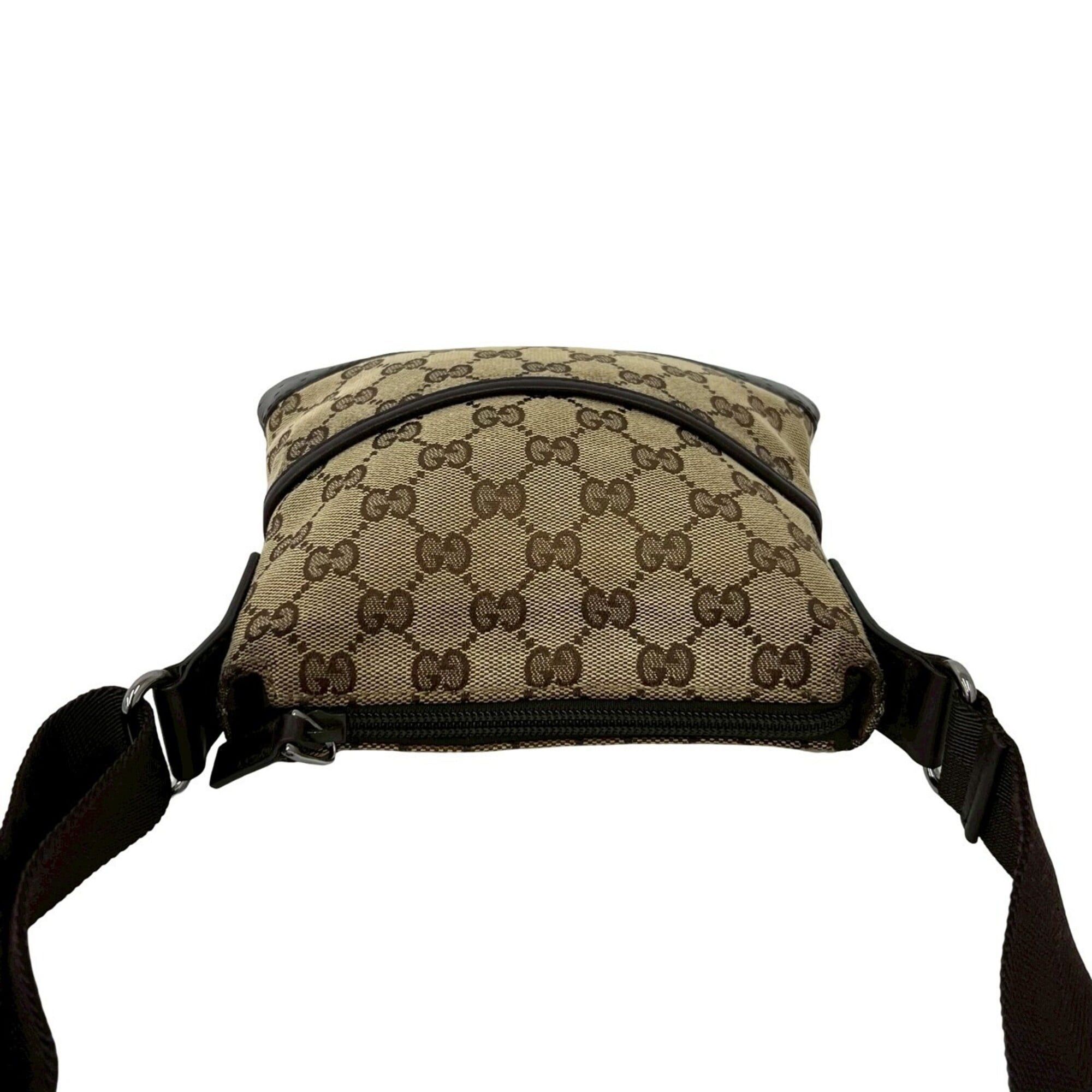 Gucci GUCCI GG Logo Canvas Perforated Leather Mini Shoulder Bag Pouch Sacoche Brown 21765 Size ONE SIZE - 4 Thumbnail