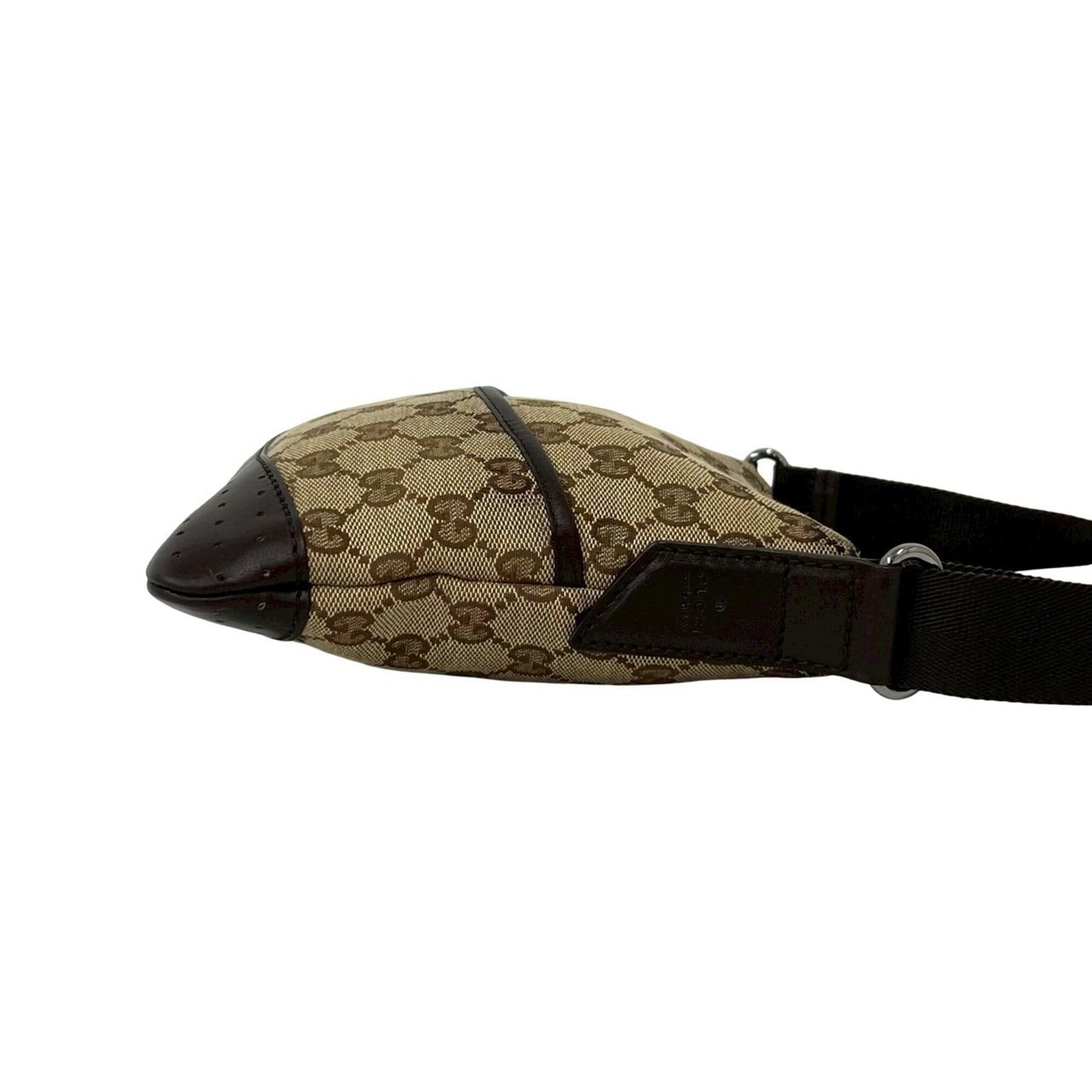 Gucci GUCCI GG Logo Canvas Perforated Leather Mini Shoulder Bag Pouch Sacoche Brown 21765 Size ONE SIZE - 6 Thumbnail