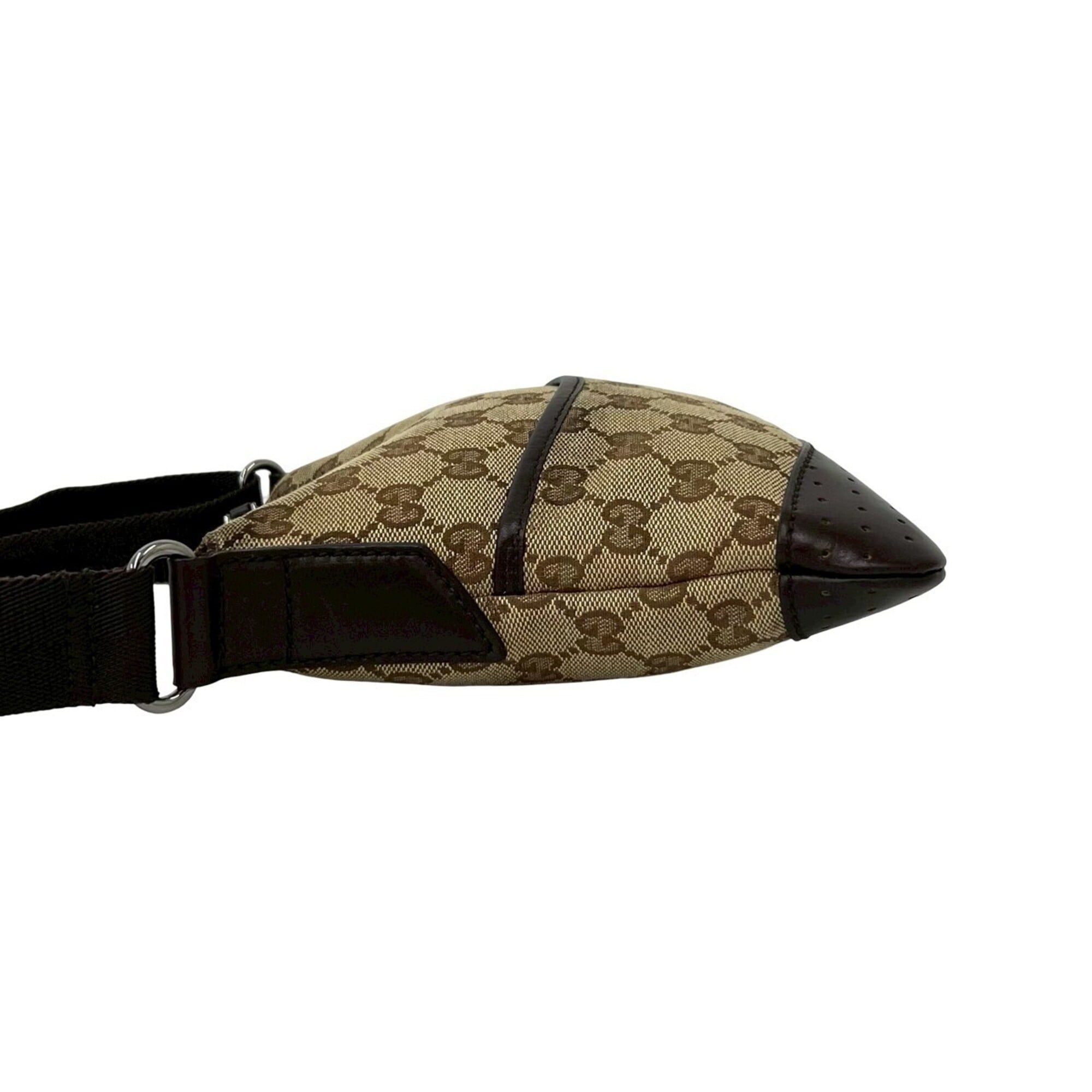 Gucci GUCCI GG Logo Canvas Perforated Leather Mini Shoulder Bag Pouch Sacoche Brown 21765 Size ONE SIZE - 5 Thumbnail