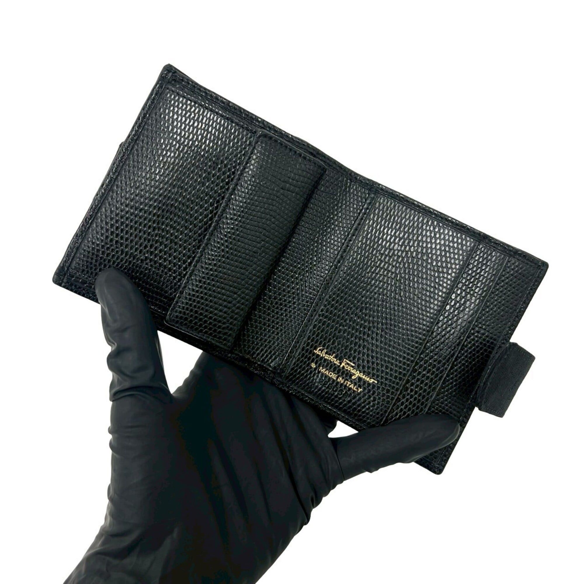 Salvatore Ferragamo Salvatore Ferragamo Vara Leather Bi-fold Wallet, Black, 37122 Size ONE SIZE - 7 Thumbnail