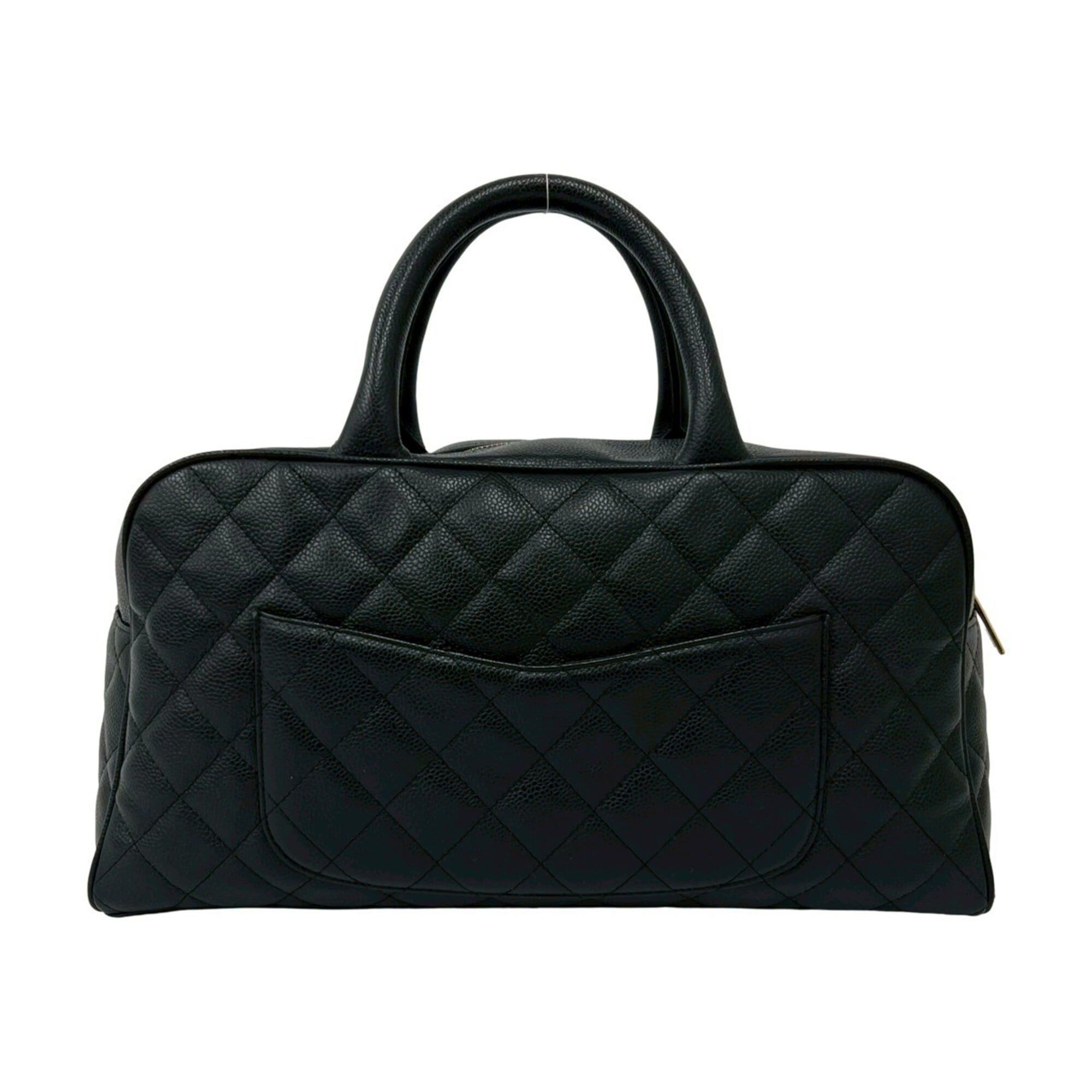Chanel CHANEL Vintage Matelassé Coco Mark Caviar Skin Leather Handbag Black 205-4 Size ONE SIZE - 3 Thumbnail