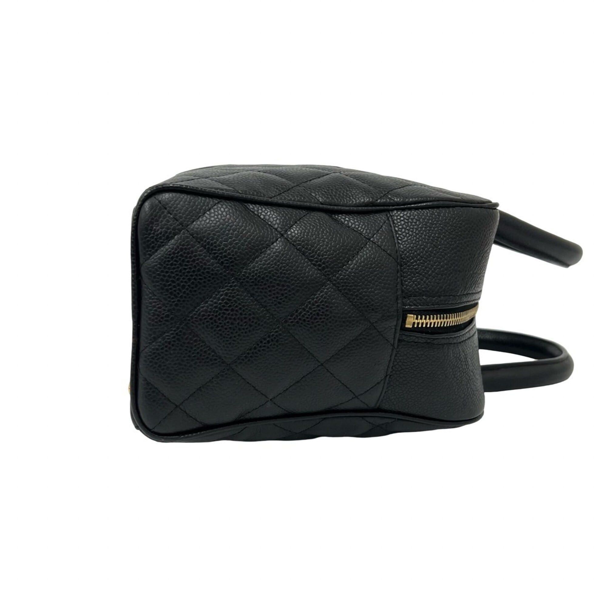 Chanel CHANEL Vintage Matelassé Coco Mark Caviar Skin Leather Handbag Black 205-4 Size ONE SIZE - 6 Thumbnail