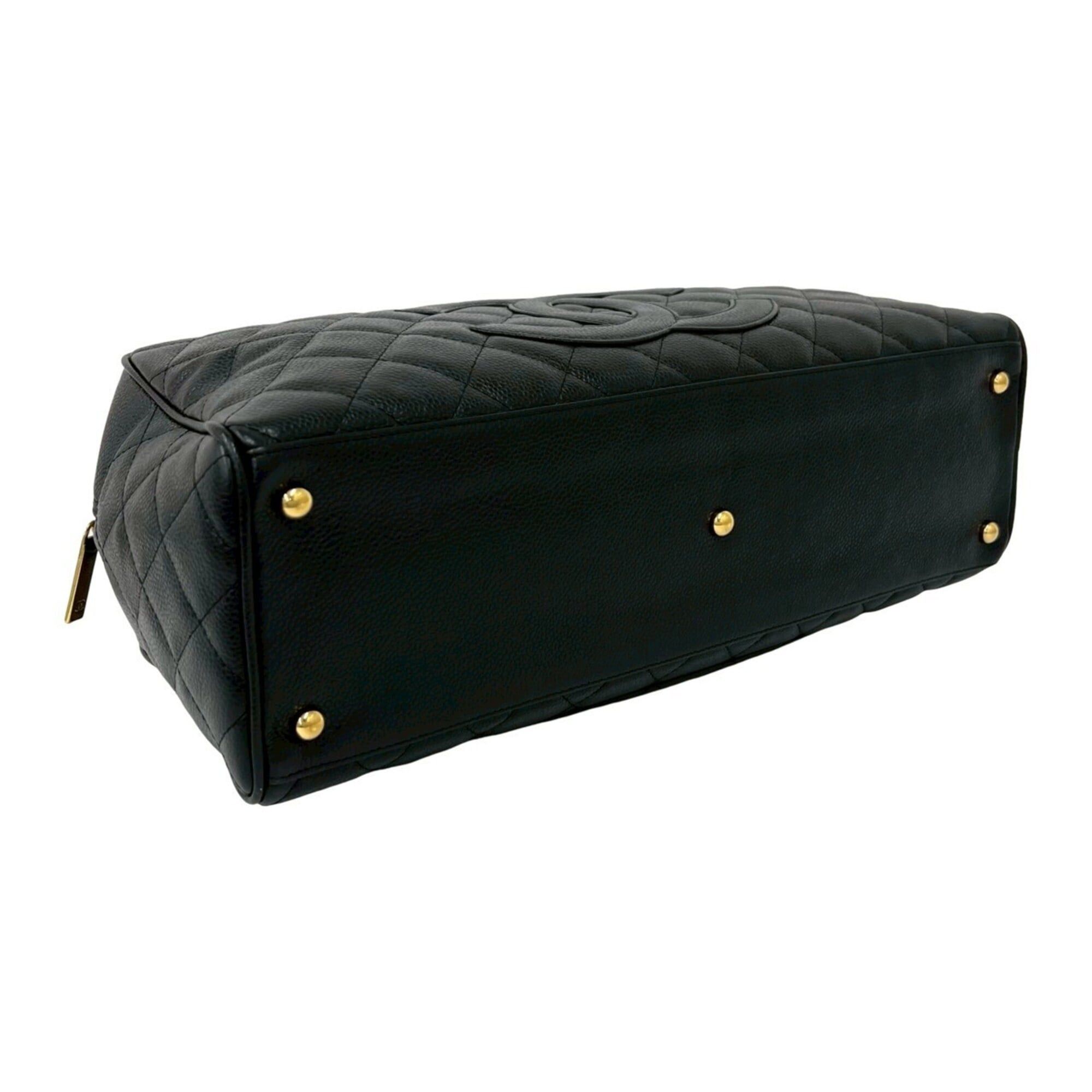 Chanel CHANEL Vintage Matelassé Coco Mark Caviar Skin Leather Handbag Black 205-4 Size ONE SIZE - 7 Thumbnail