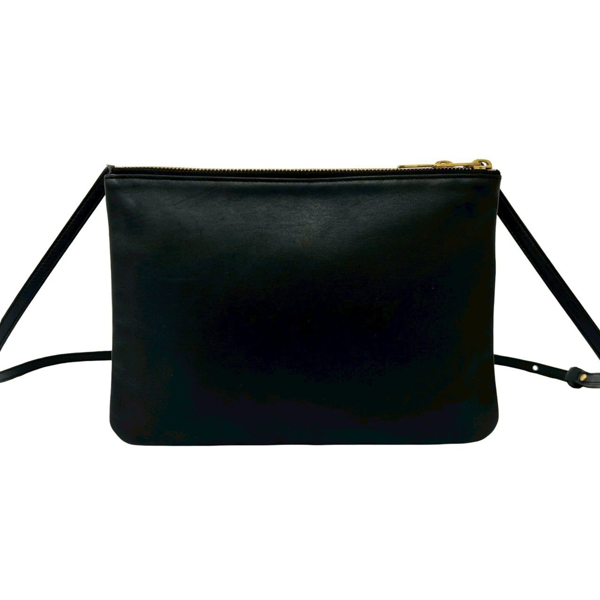 Celine CELINE Trio Leather Shoulder Bag, Messenger Pouch, Sacoche, Black (25359) Size ONE SIZE - 3 Thumbnail