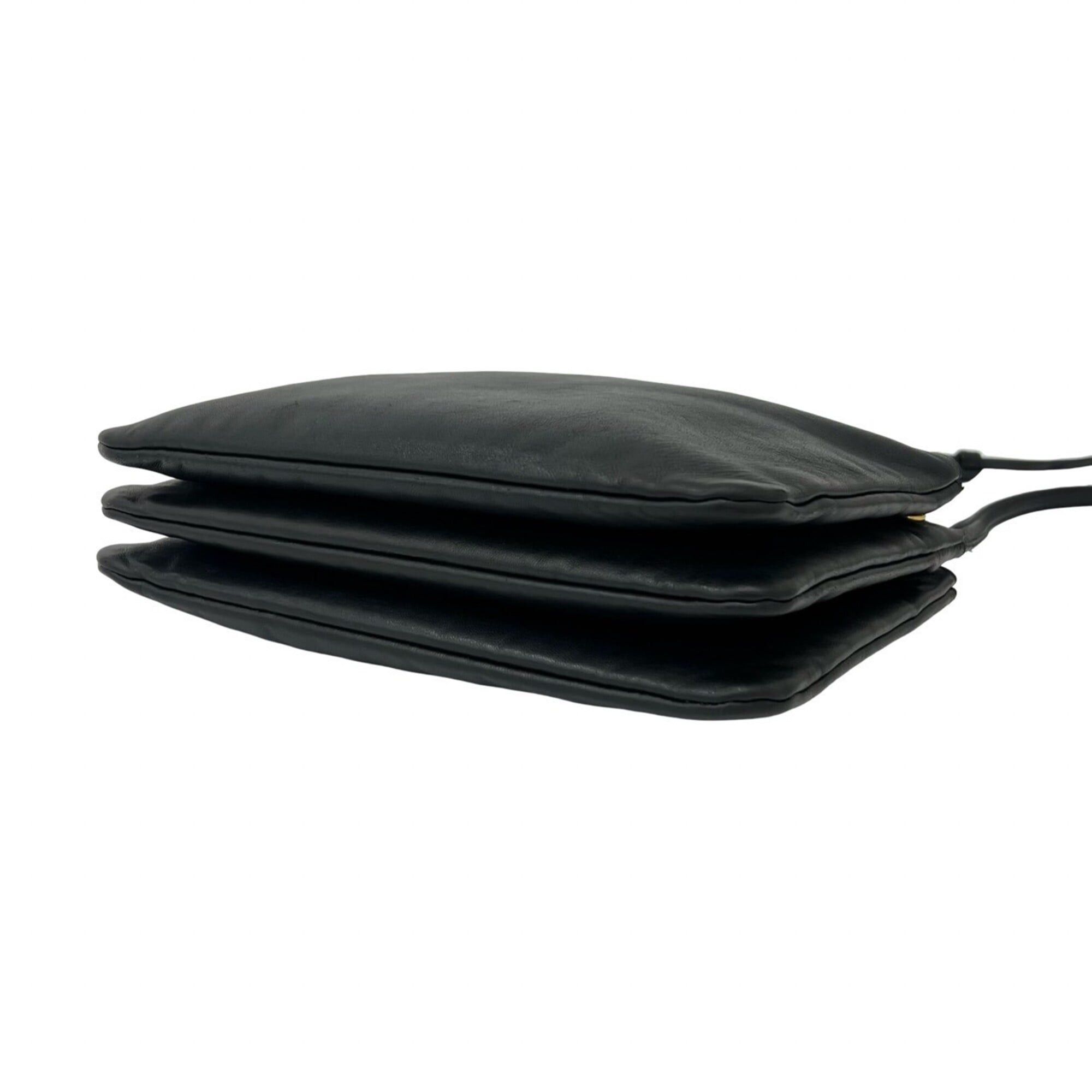 Celine CELINE Trio Leather Shoulder Bag, Messenger Pouch, Sacoche, Black (25359) Size ONE SIZE - 8 Thumbnail