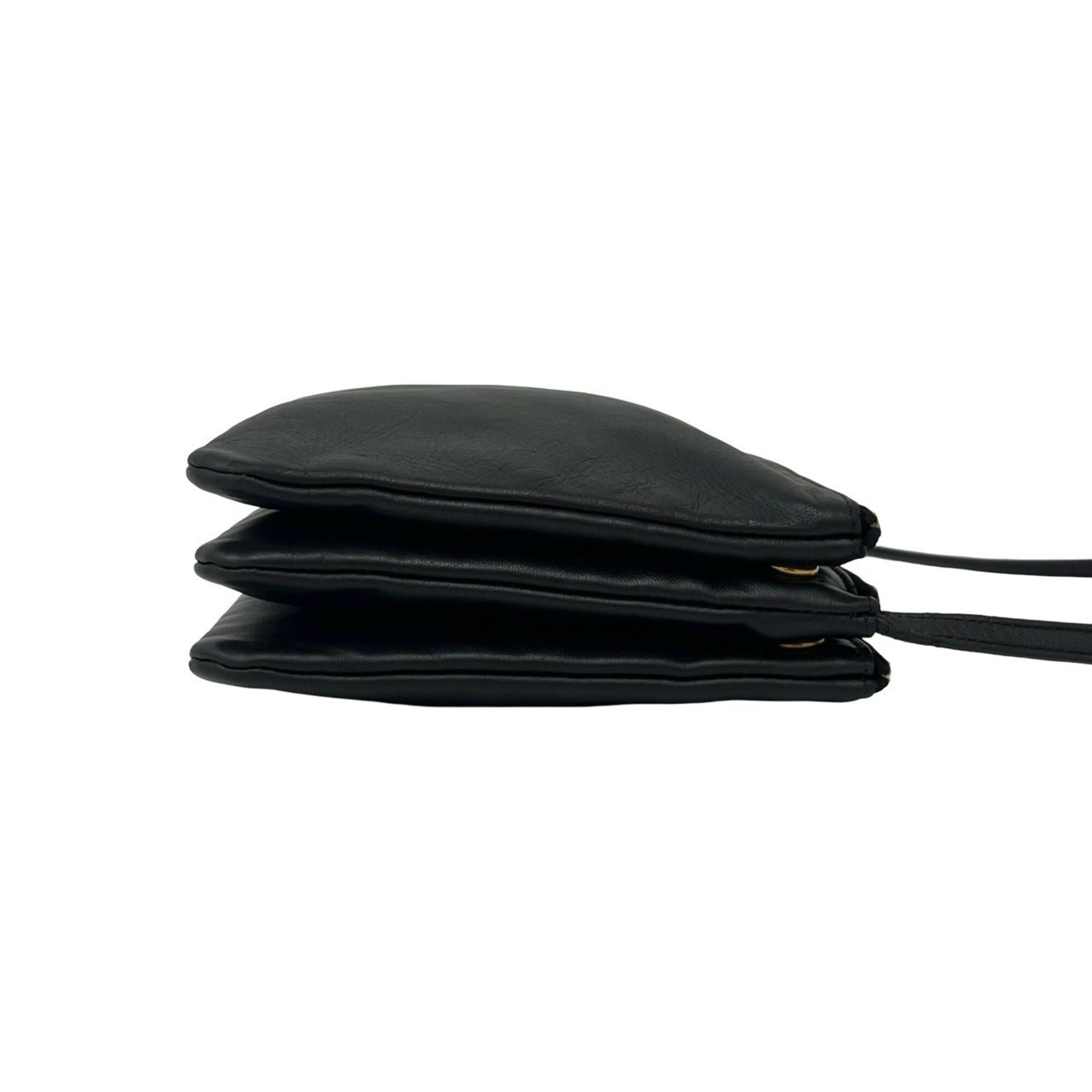 Celine CELINE Trio Leather Shoulder Bag, Messenger Pouch, Sacoche, Black (25359) Size ONE SIZE - 6 Thumbnail