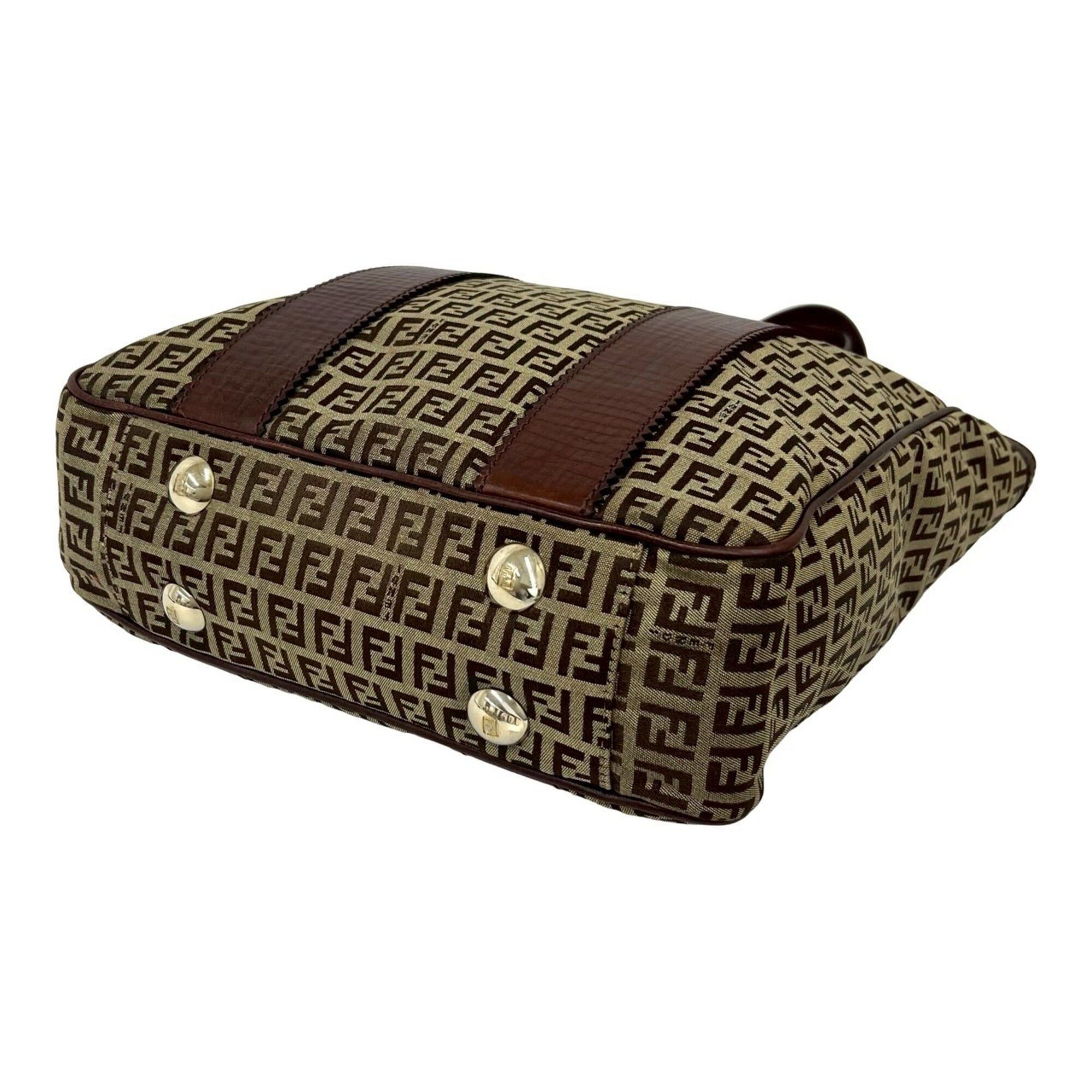 Fendi FENDI Zucchino FF Pattern Canvas Leather Tote Bag Handbag Business Brown 02322 Size ONE SIZE - 8 Thumbnail