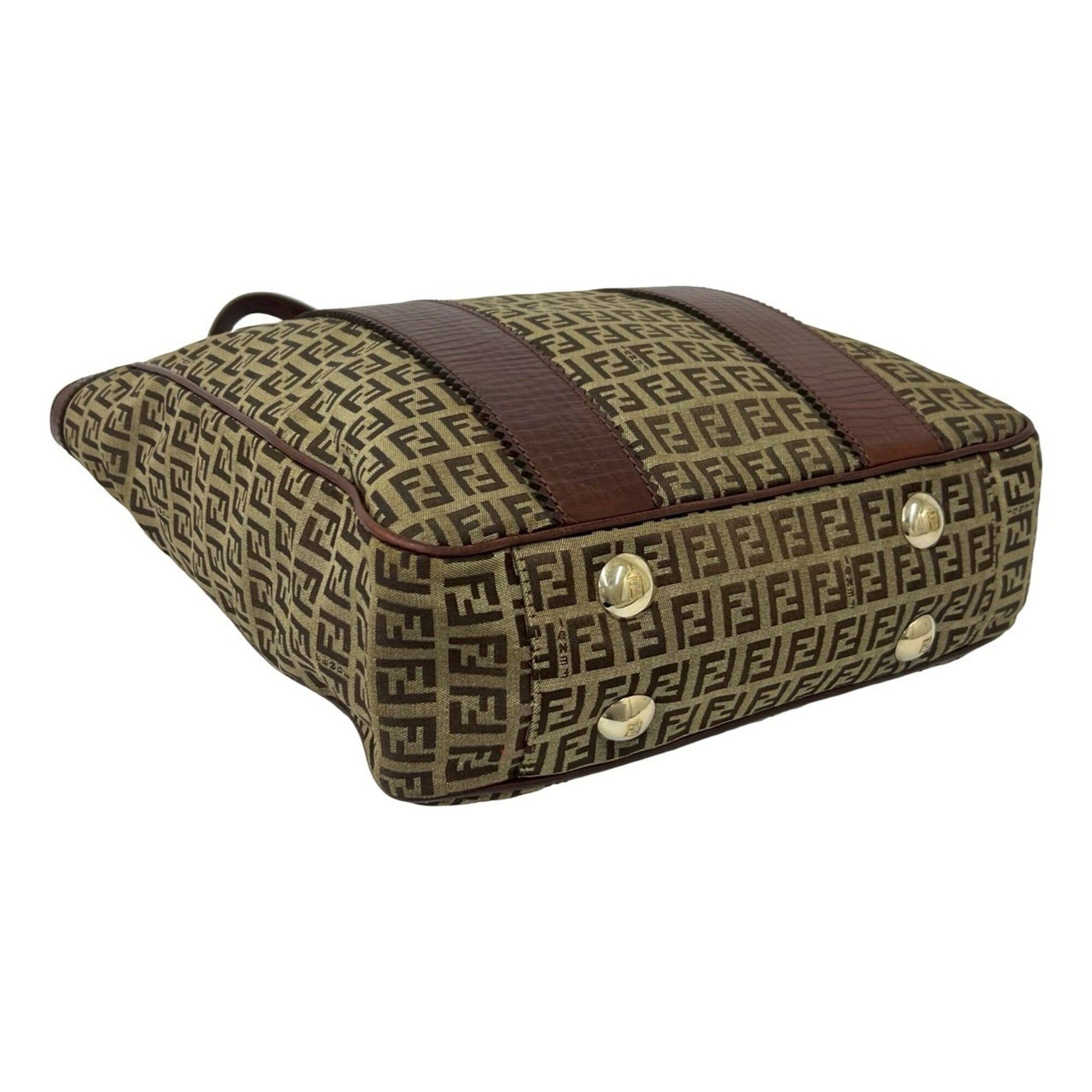 Fendi FENDI Zucchino FF Pattern Canvas Leather Tote Bag Handbag Business Brown 02322 Size ONE SIZE - 7 Thumbnail