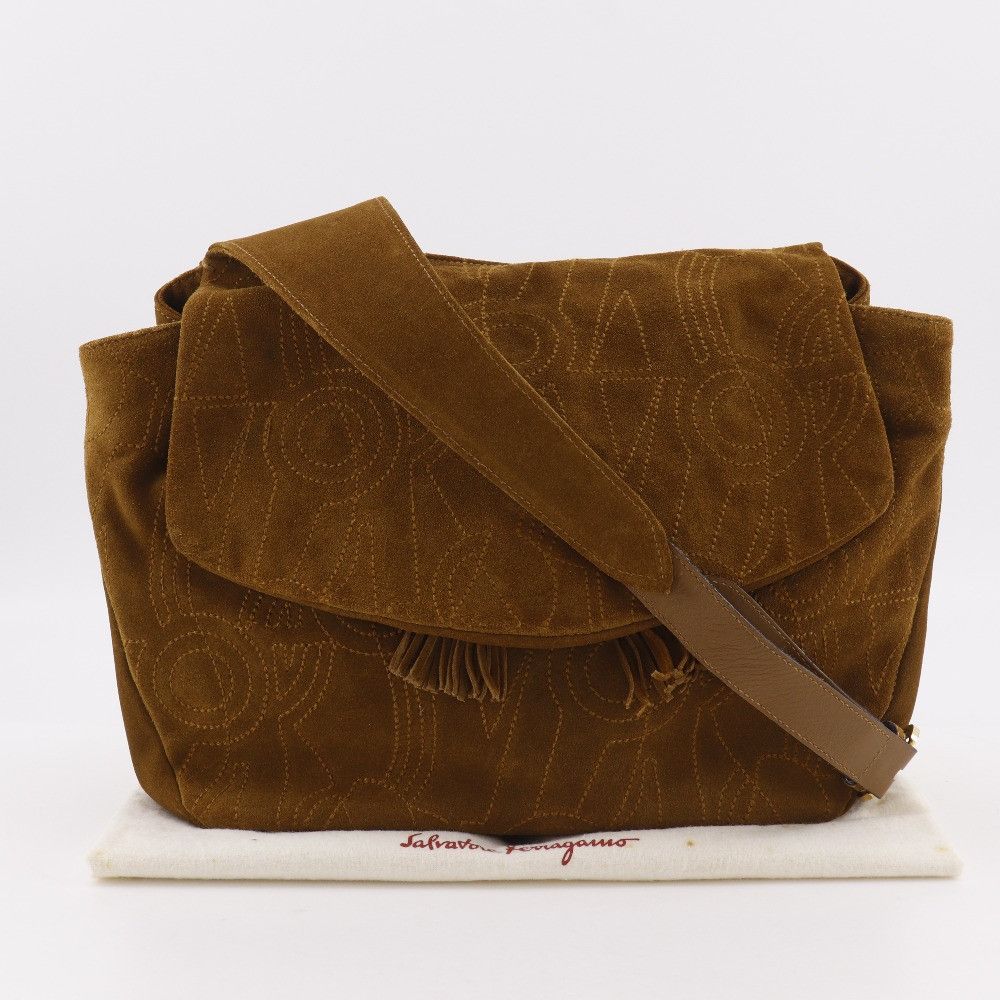 Salvatore Ferragamo Salvatore Ferragamo Salvatore Ferragamo Suede Shoulder Bag Textile Shoulder Bag BZ-21 5695 DUTY FREE for USA Size ONE SIZE - 18 Thumbnail