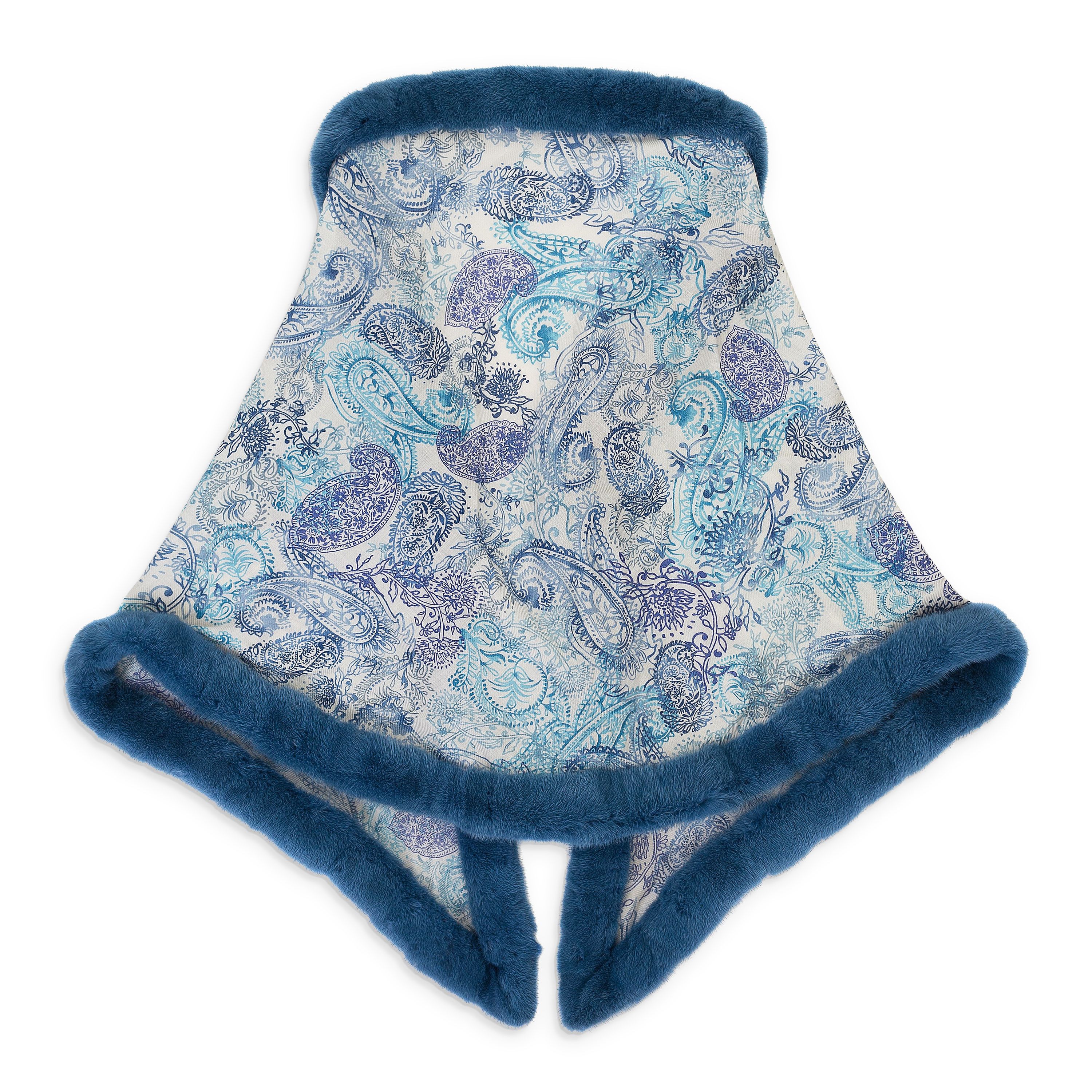 Loro Piana PAISLEY PRINT BLUE SHAWL SIZE OS Size ONE SIZE - 2 Thumbnail