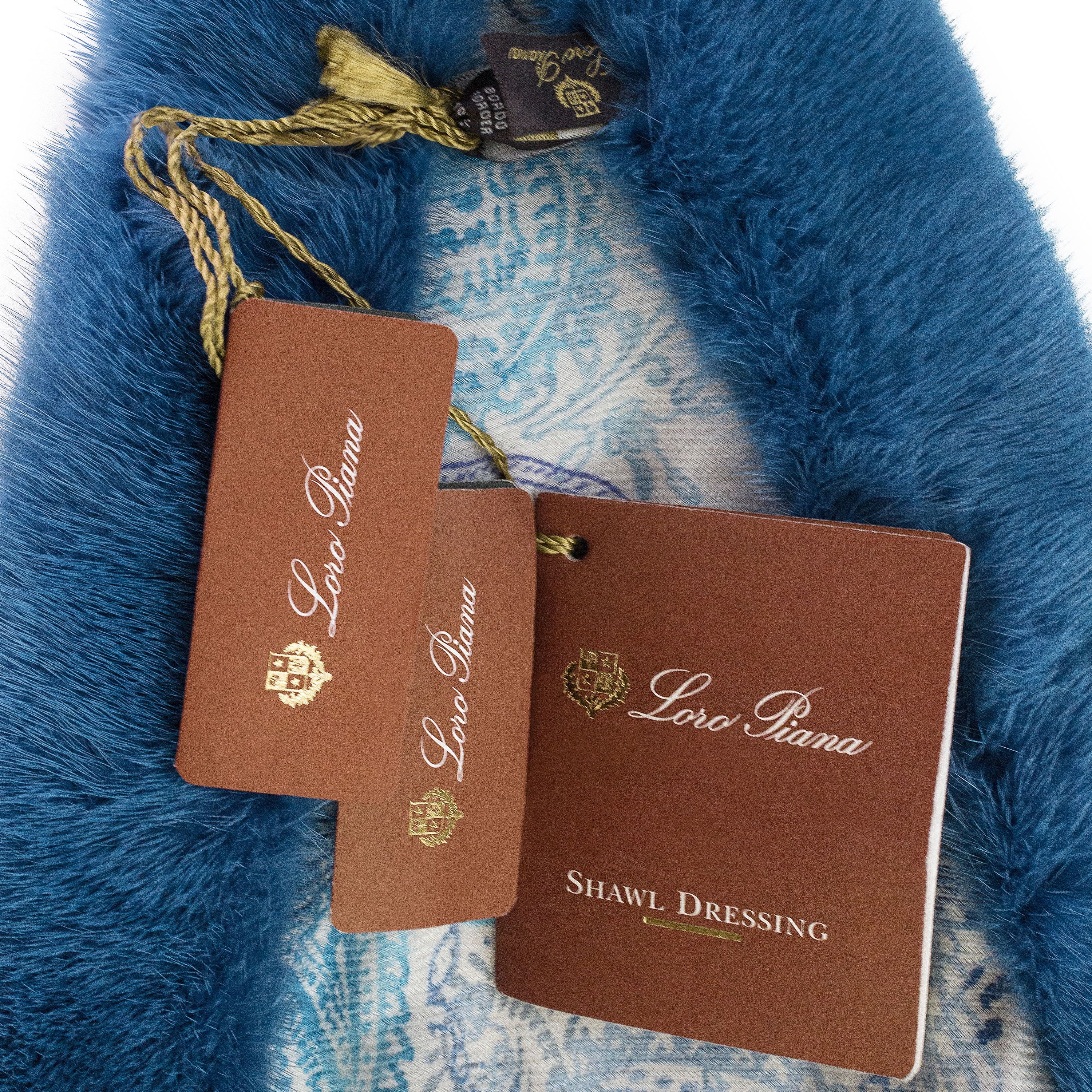 Loro Piana PAISLEY PRINT BLUE SHAWL SIZE OS Size ONE SIZE - 5 Thumbnail