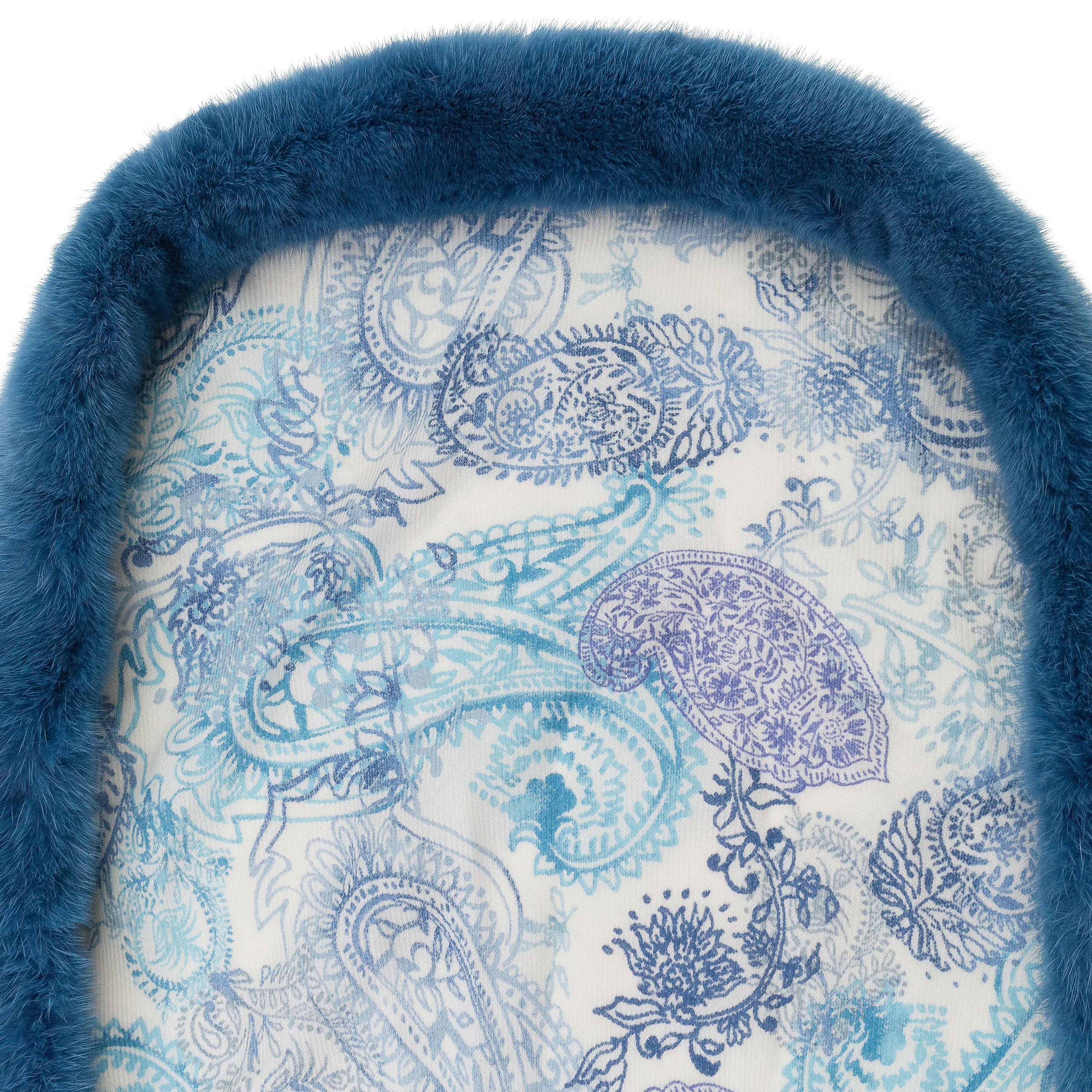 Loro Piana PAISLEY PRINT BLUE SHAWL SIZE OS Size ONE SIZE - 3 Thumbnail
