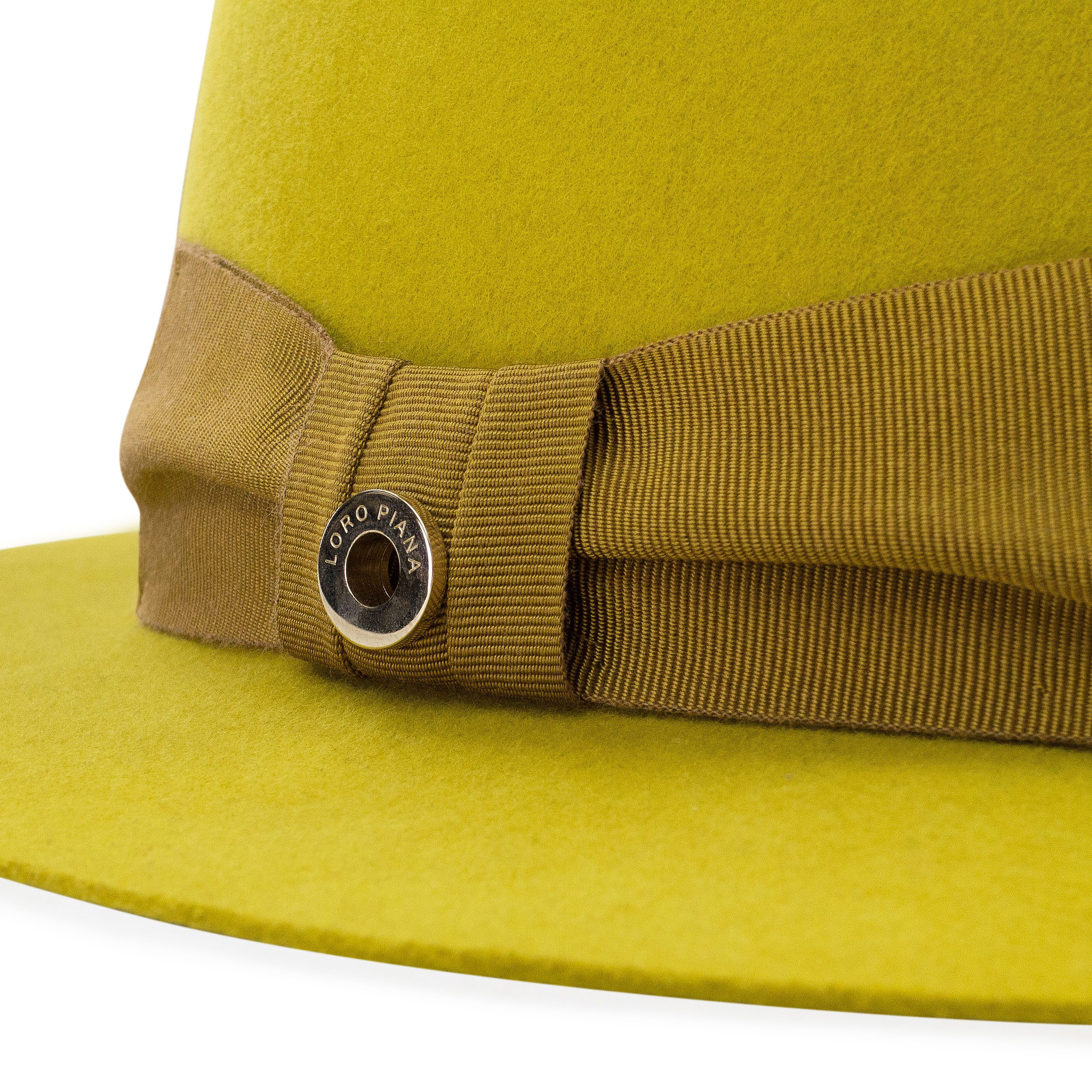 Loro Piana RABBIT CASHMERE BLEND MUSTARD FEDORA HAT SIZE S Size ONE SIZE - 5 Thumbnail