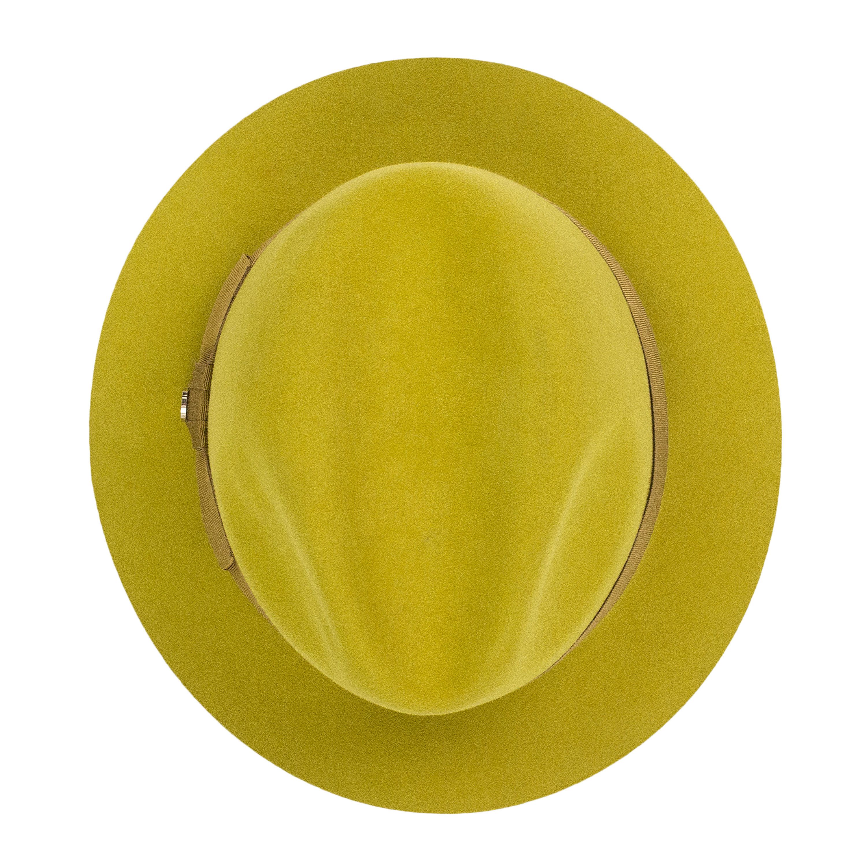 Loro Piana RABBIT CASHMERE BLEND MUSTARD FEDORA HAT SIZE S Size ONE SIZE - 4 Thumbnail