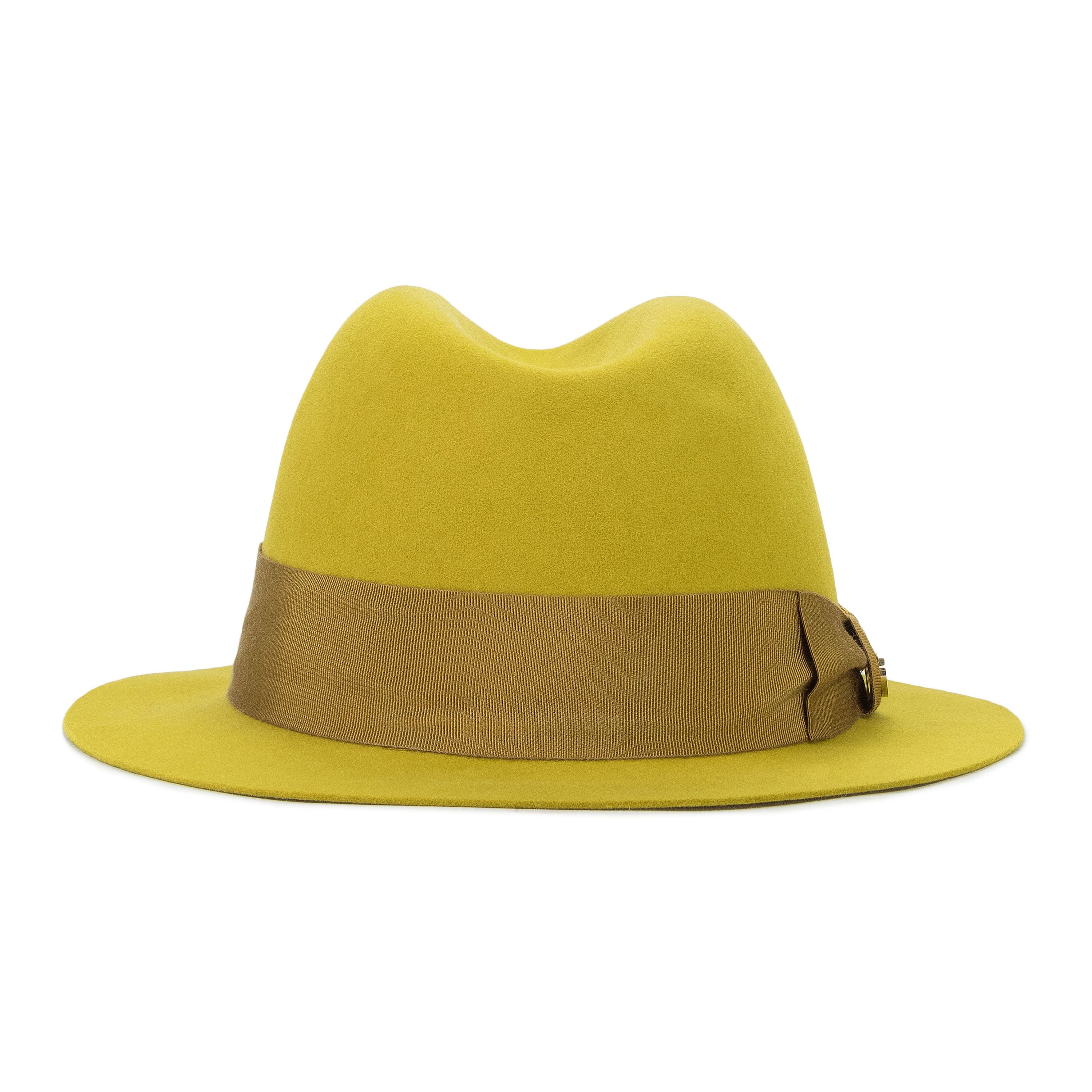 Loro Piana RABBIT CASHMERE BLEND MUSTARD FEDORA HAT SIZE S Size ONE SIZE - 2 Thumbnail