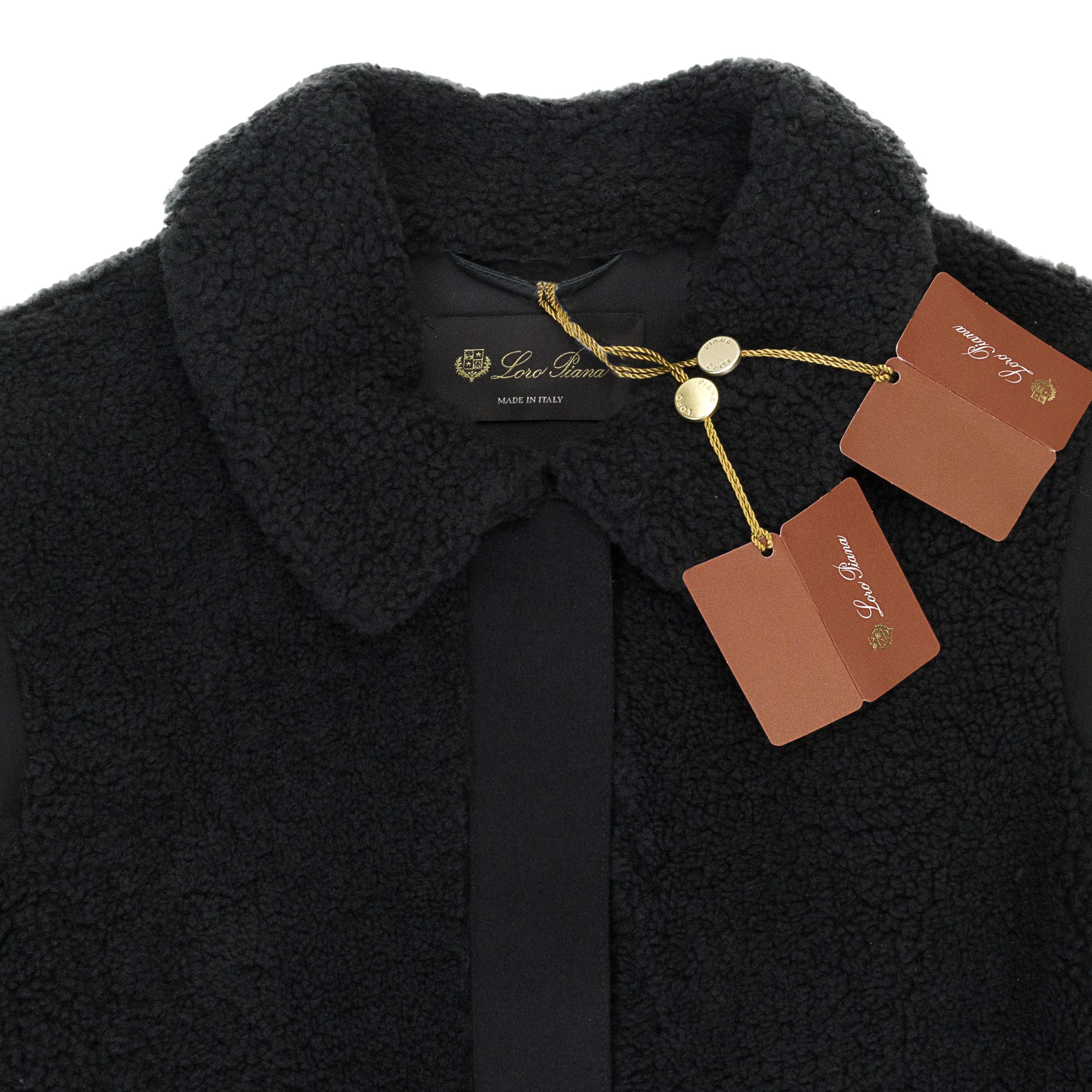 Loro Piana CAPP CARLOW CURLY SHEARLING BLACK COAT SIZE 36 Size XS / US 0-2 / IT 36-38 - 3 Thumbnail