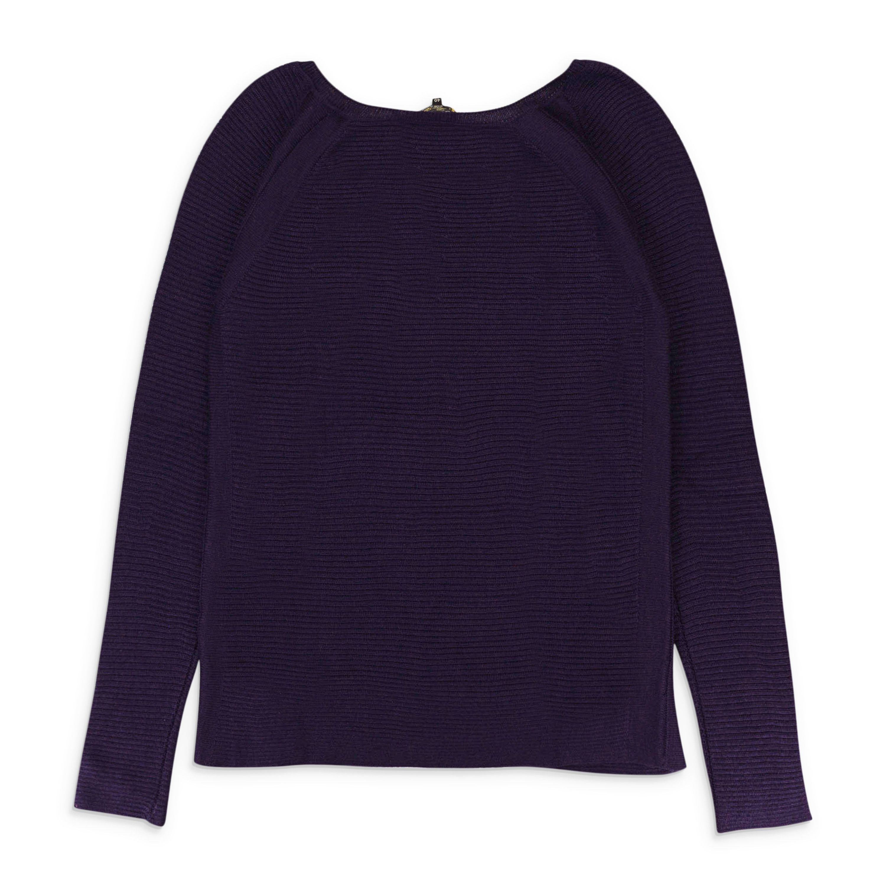 Loro Piana CASHMERE SCOOP NECK DEEP PURPLE SWEATER SIZE 44 Size M / US 6-8 / IT 42-44 - 2 Thumbnail
