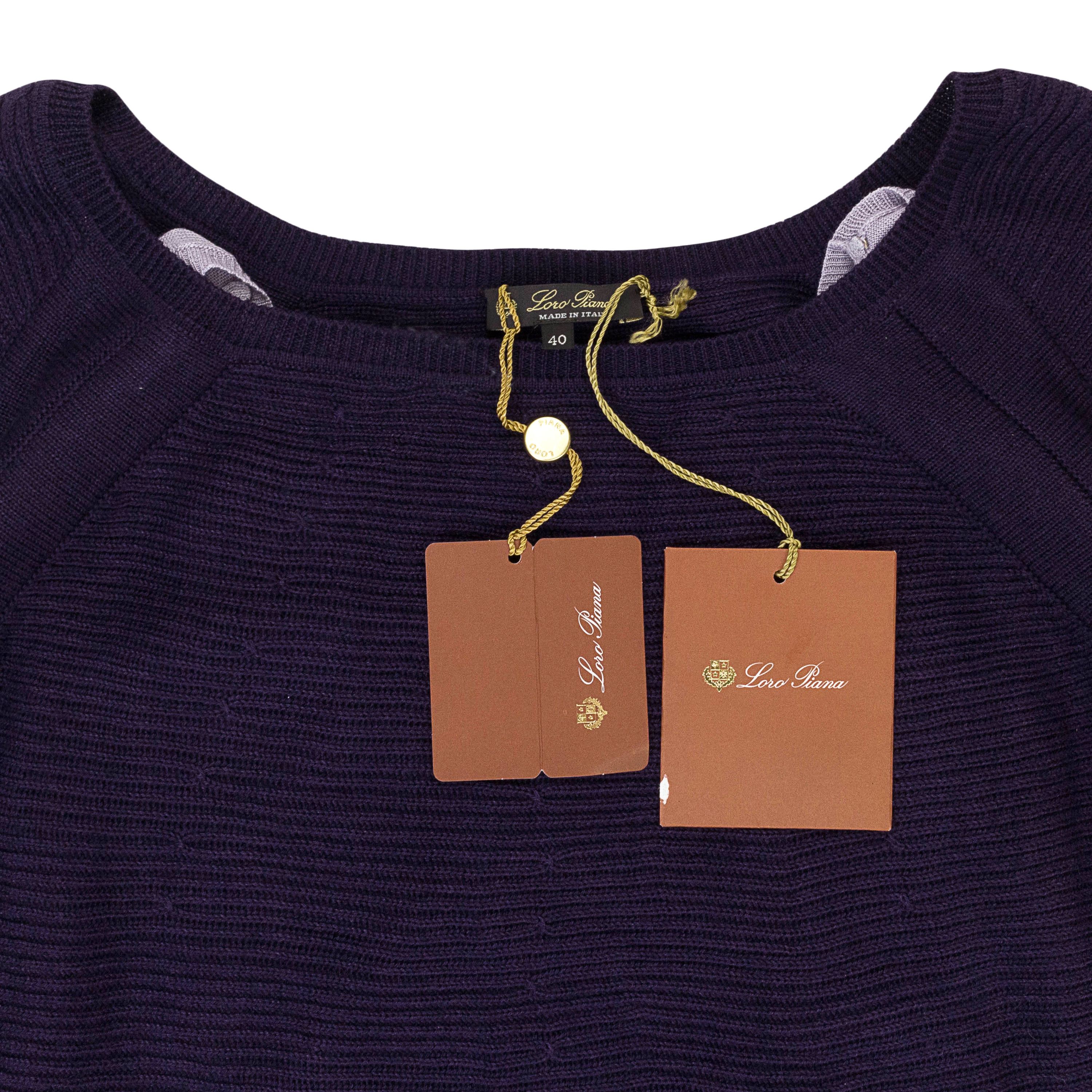 Loro Piana CASHMERE SCOOP NECK DEEP PURPLE SWEATER SIZE 44 Size M / US 6-8 / IT 42-44 - 3 Thumbnail
