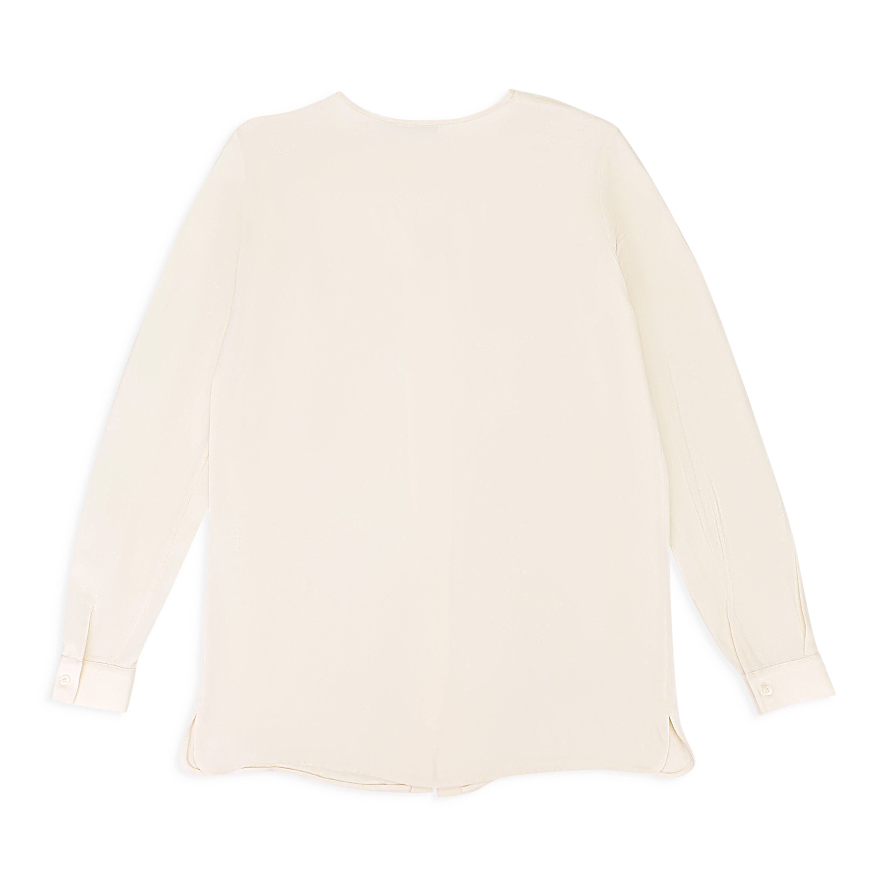 Loro Piana CREW NECK LONG SLEEVE WHITE BLOUSE SIZE 46 Size L / US 10 / IT 46 - 2 Thumbnail
