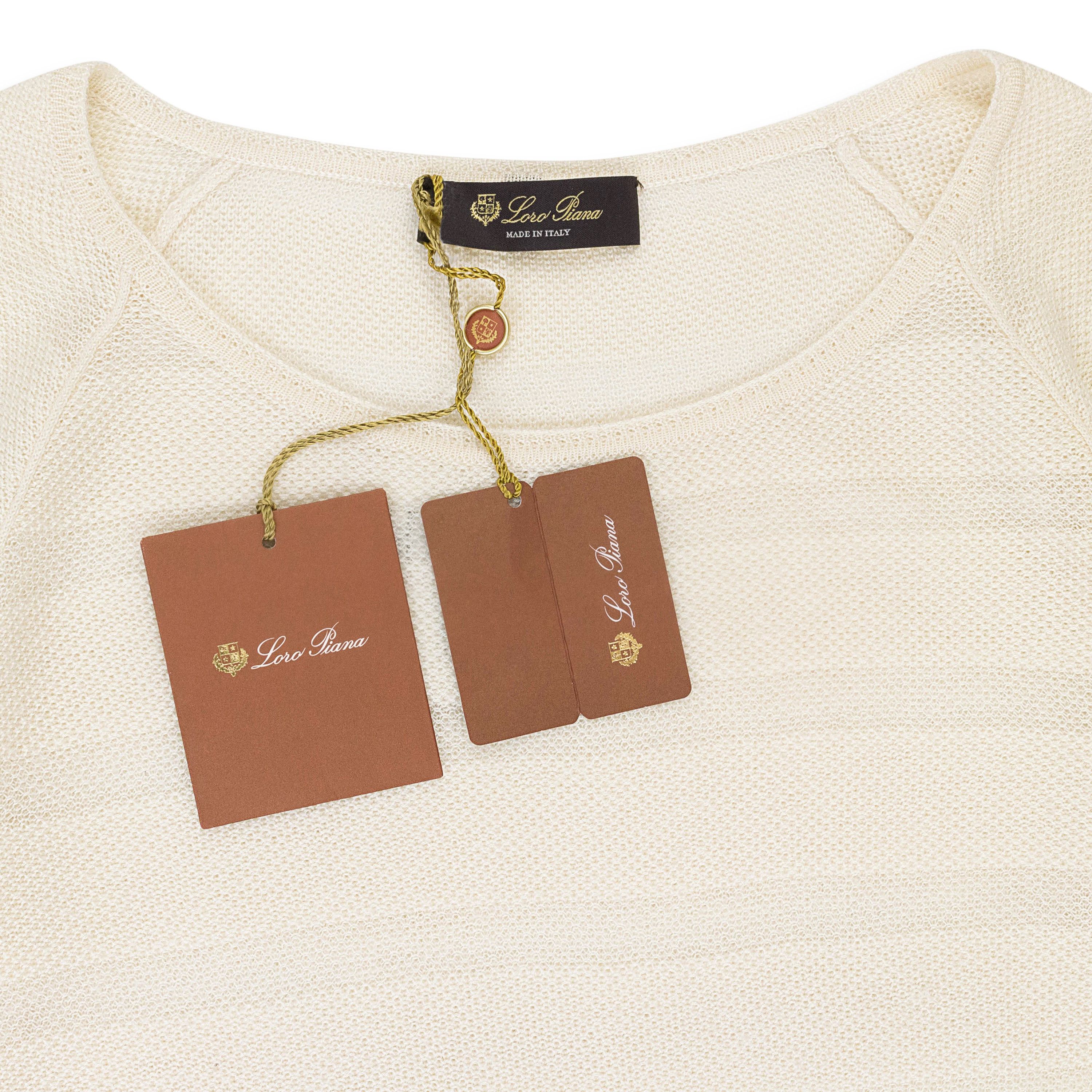 Loro Piana CASHMERE SCOOP NECK WHITE SWEATER SIZE 44 Size M / US 6-8 / IT 42-44 - 3 Thumbnail