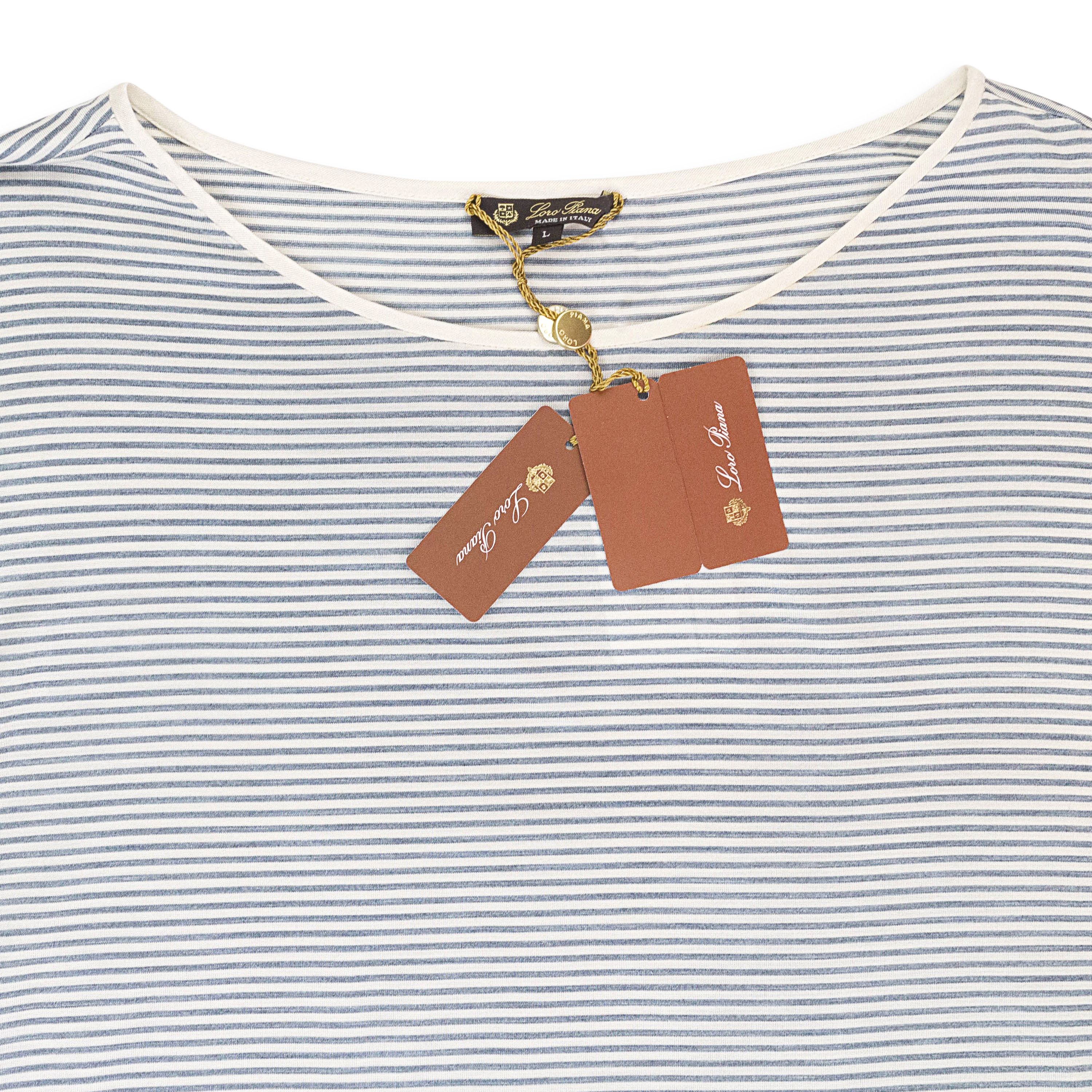 Loro Piana SILK STRIPED WHITE?GRAY BLOUSE SIZE L Size L / US 10 / IT 46 - 3 Thumbnail