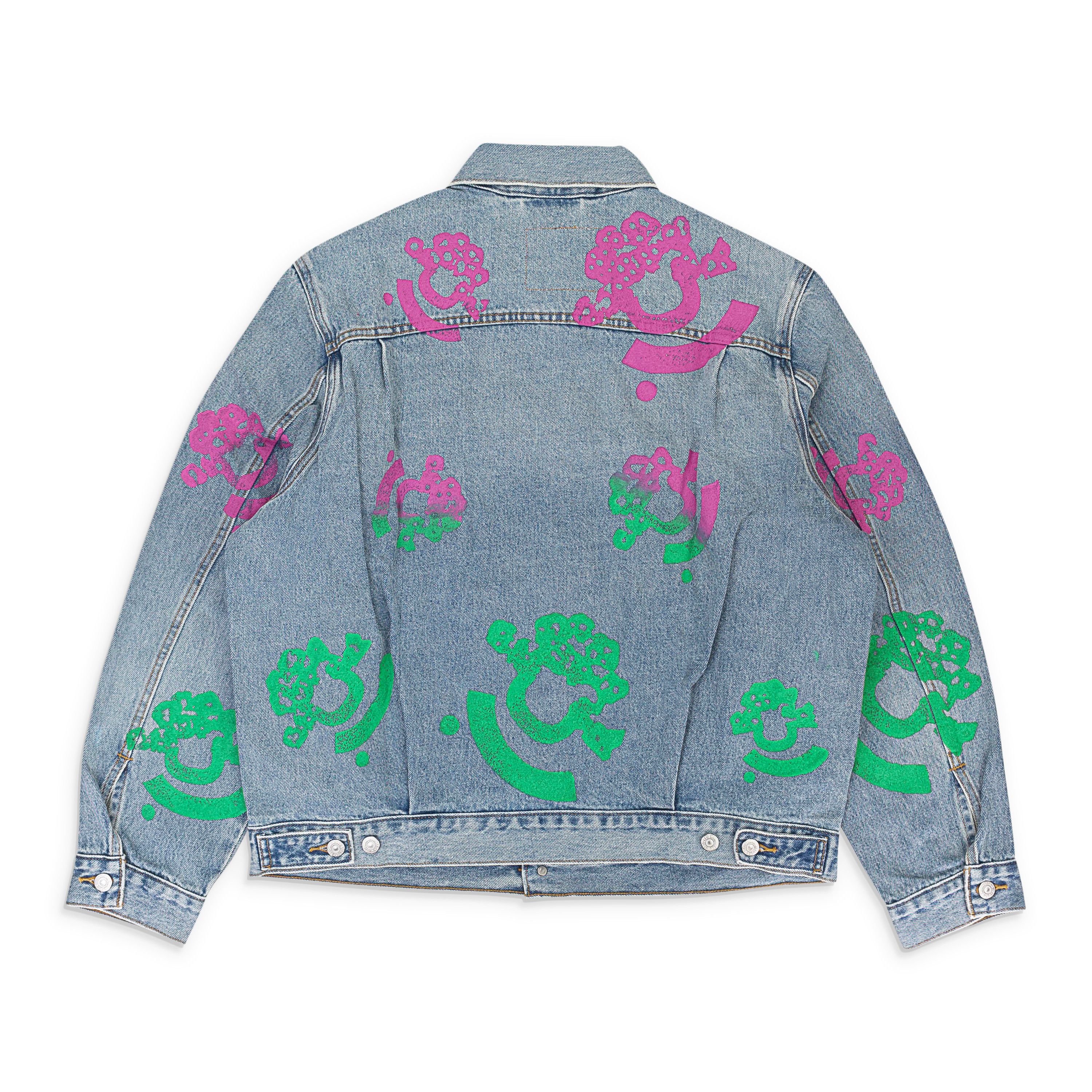 DENIM TEARS Light Wash Pink & Green Bstroy Denim Jacket Size M Size US M / EU 48-50 / 2 - 2 Thumbnail