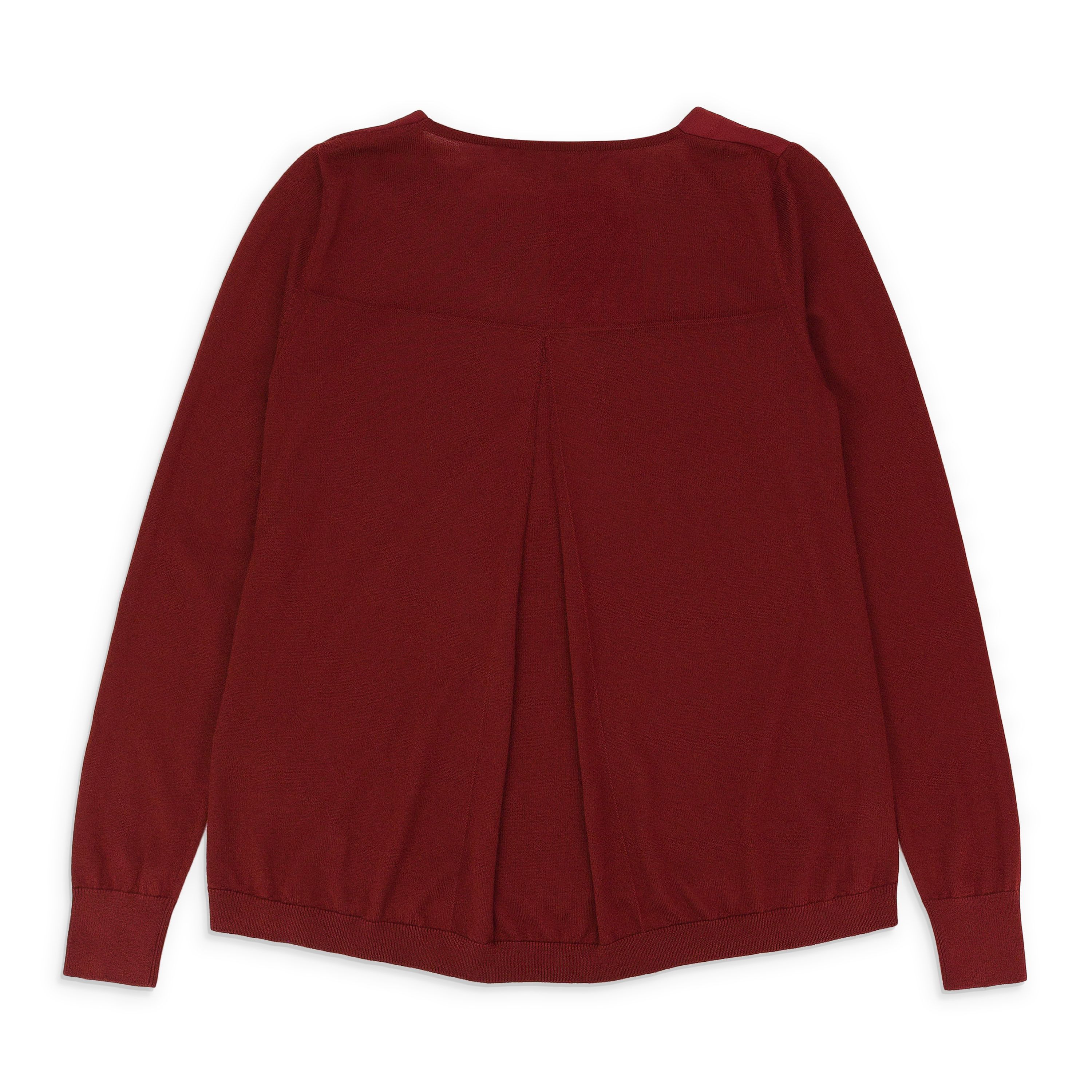 Loro Piana SILK V-NECK BURGUNDY BLOUSE SIZE 40 Size S / US 4 / IT 40 - 2 Thumbnail