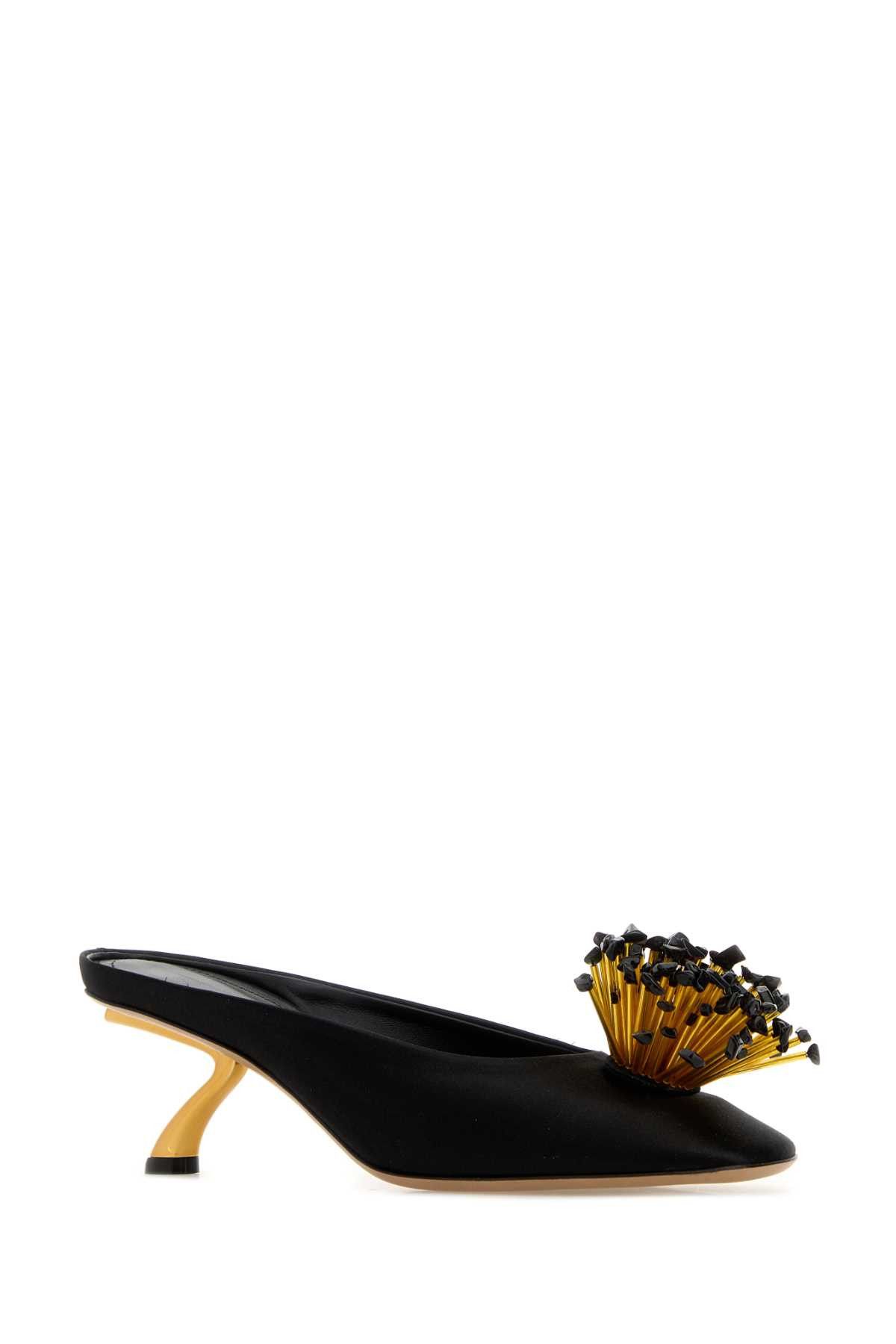 Salvatore Ferragamo Black Satin Safi Mules Size US 8.5 / IT 38.5 - 2 Thumbnail