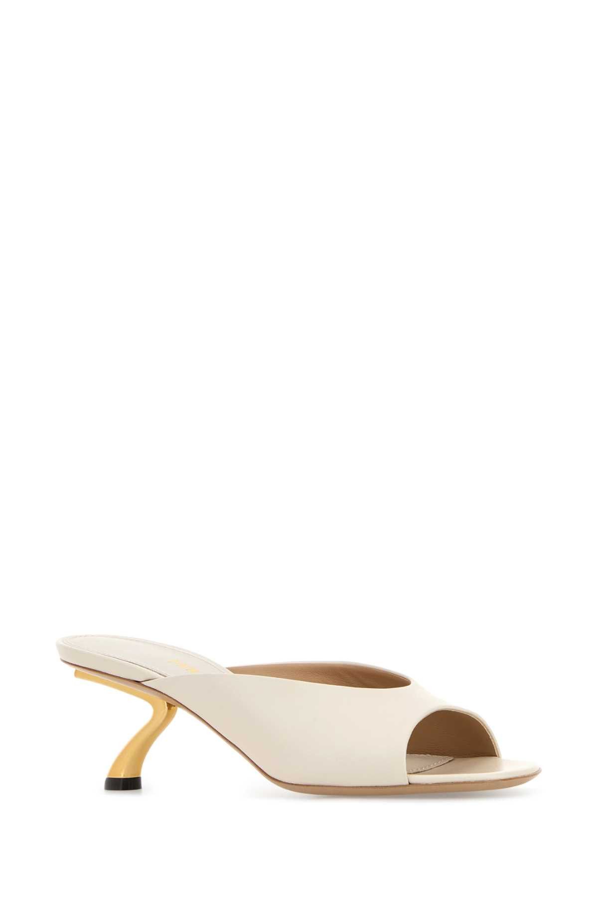 Salvatore Ferragamo Ivory Leather Igea Mules Size US 7 / IT 37 - 2 Thumbnail