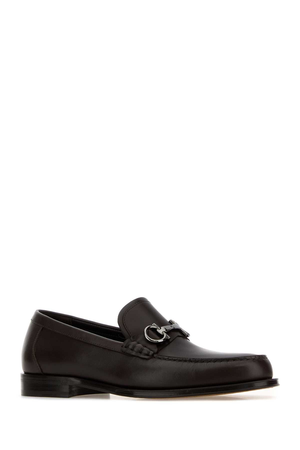 Salvatore Ferragamo Dark Brown Leather Teatro Loafers Size US 8.5 / EU 41-42 - 2 Thumbnail