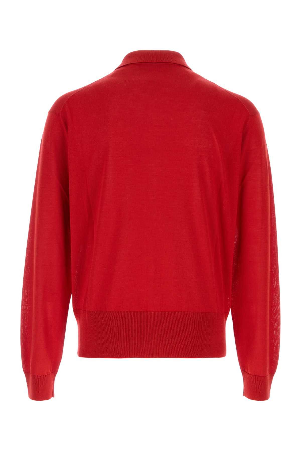 Versace Red Silk Blend Cardigan Size US M / EU 48-50 / 2 - 2 Thumbnail
