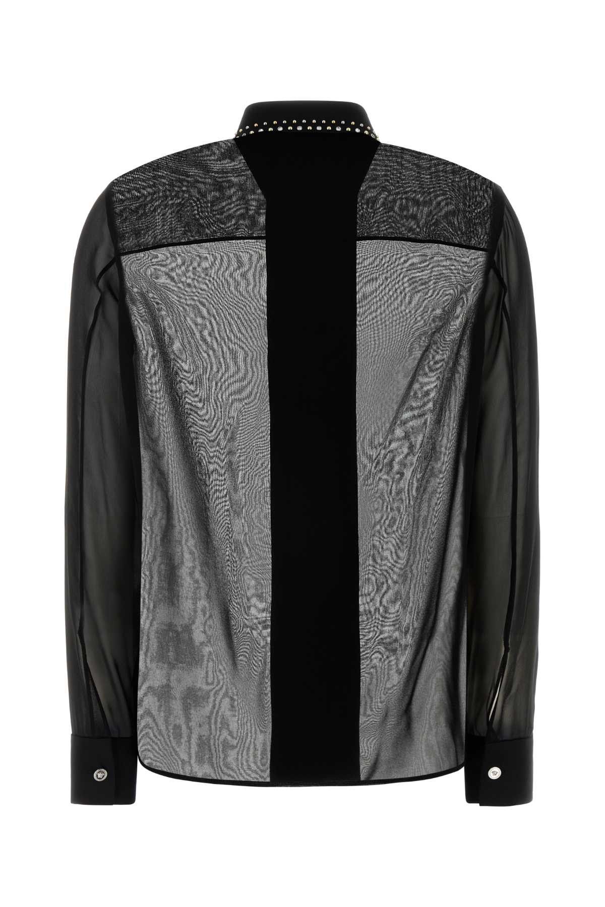 Versace Black Silk Shirt Size XS / US 0-2 / IT 36-38 - 2 Thumbnail