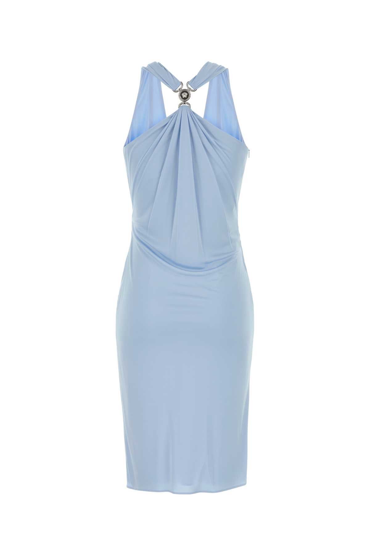 Versace Light Blue Jersey Dress Size XS / US 0-2 / IT 36-38 - 2 Thumbnail