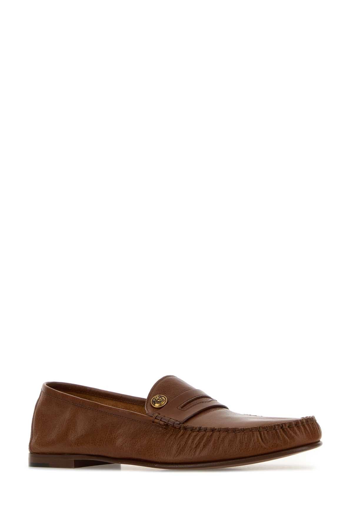 Versace Caramel Leather Loafers Size US 10 / EU 43 - 2 Thumbnail