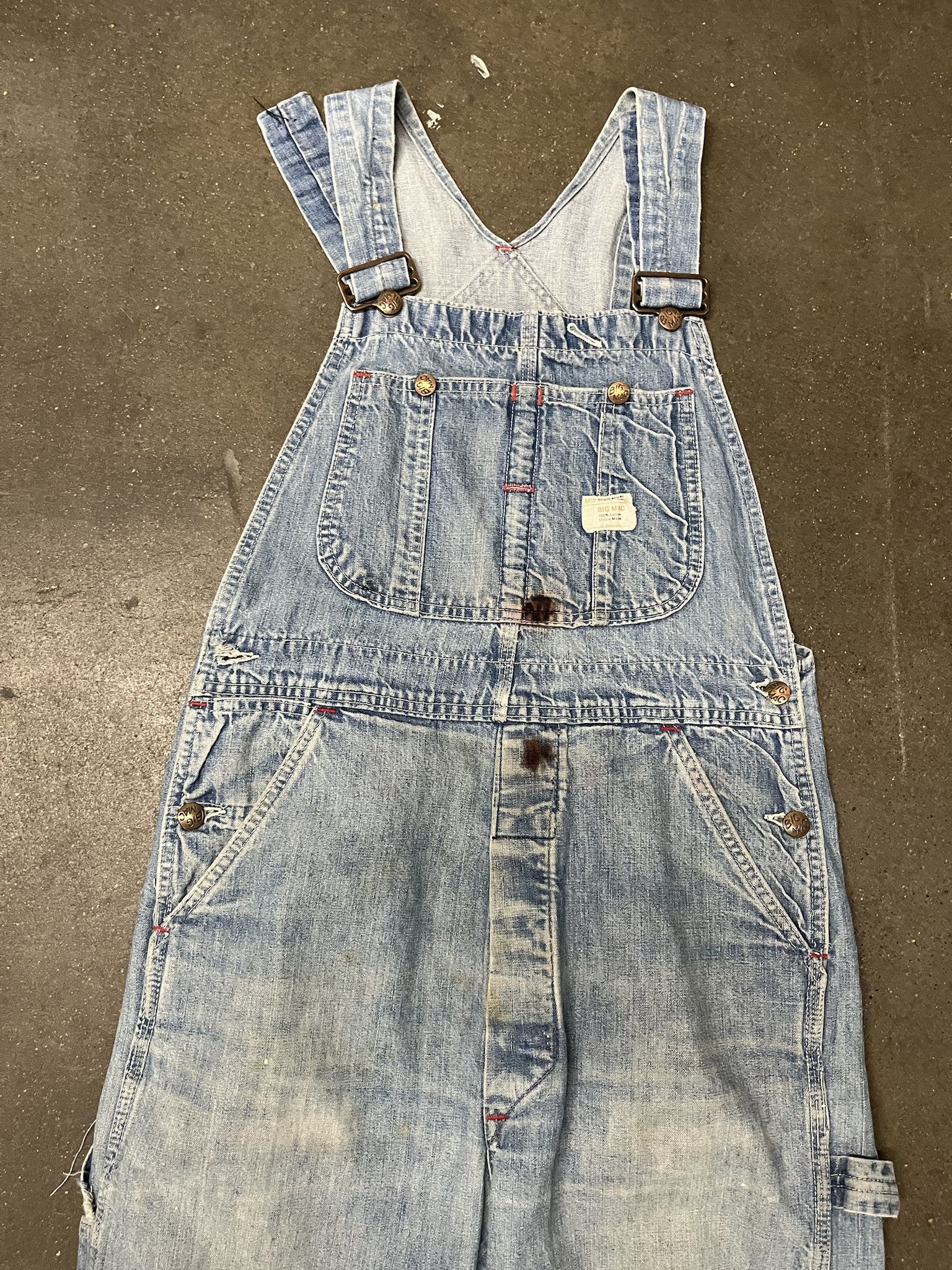 Carhartt × Vintage Vintage 1990s Bis Mac Distressed Denimm Overalls Size 33 Size US 33 - 2 Thumbnail