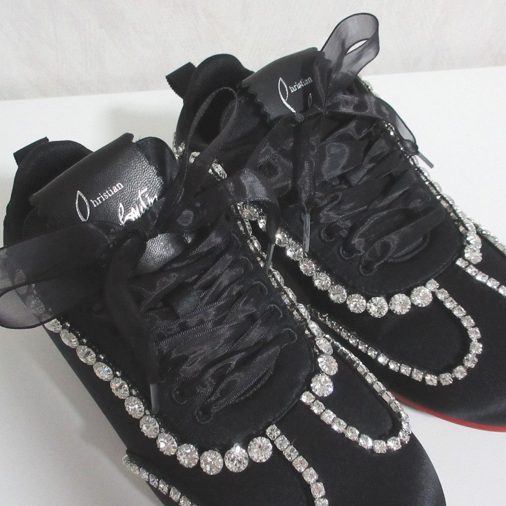 Christian Louboutin Christian Louboutin Christian Louboutin Eleonora Strass Satin Sneakers Textile Shoes DUTY FREE for USA Size ONE SIZE - 2 Thumbnail