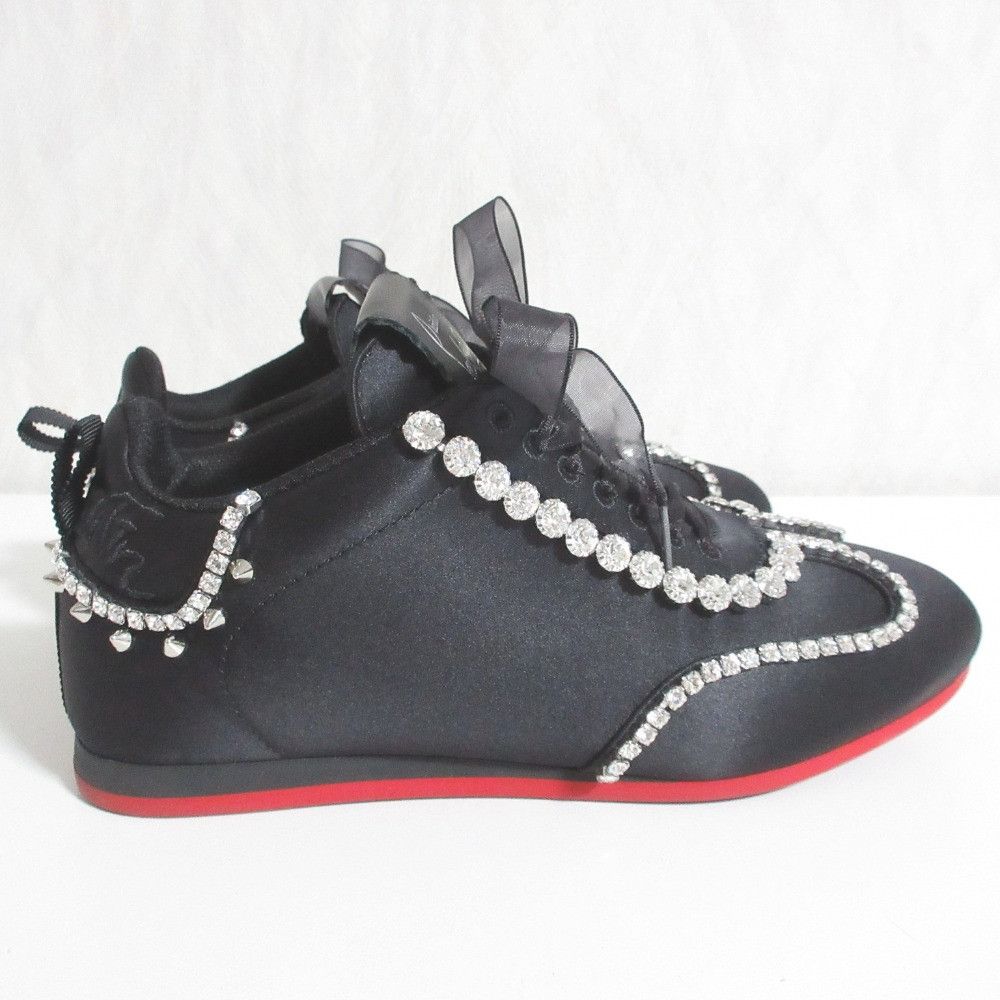 Christian Louboutin Christian Louboutin Christian Louboutin Eleonora Strass Satin Sneakers Textile Shoes DUTY FREE for USA Size ONE SIZE - 3 Thumbnail