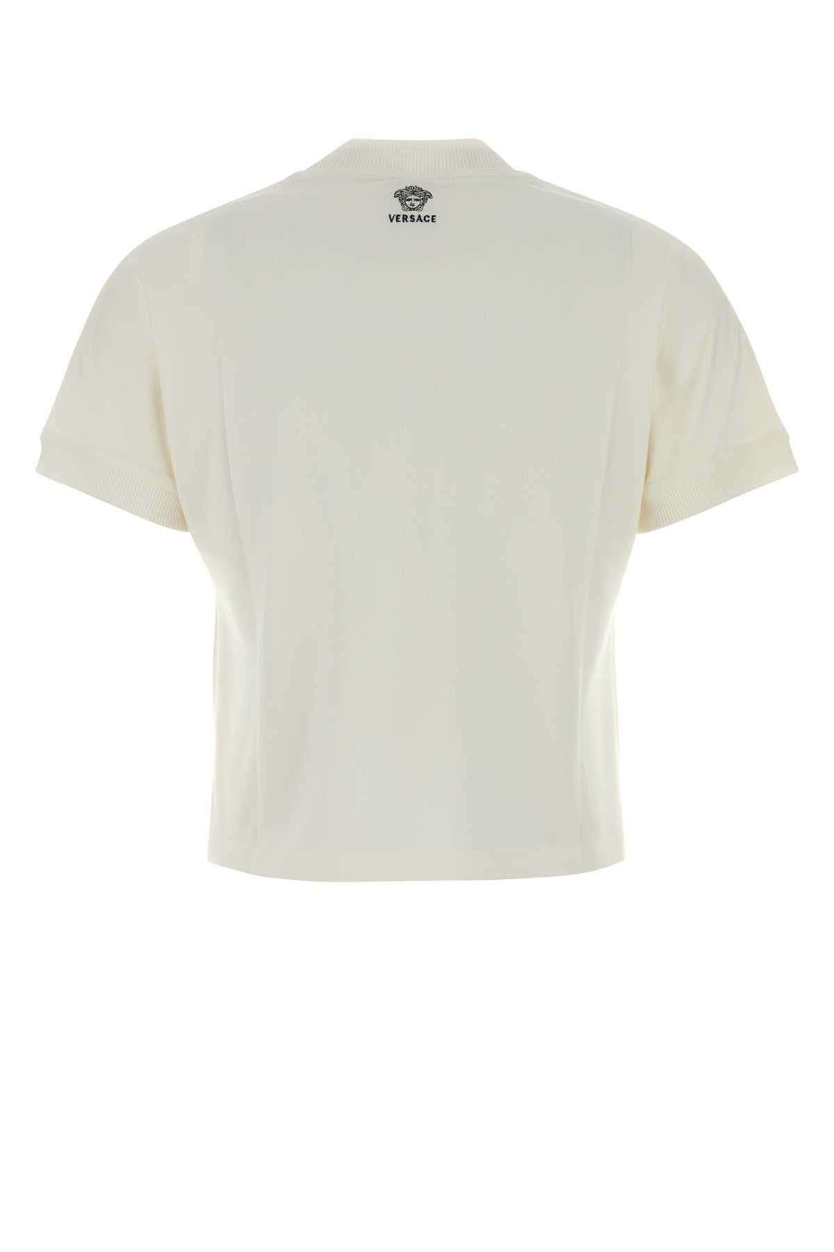 Versace Ivory Stretch Cotton T-Shirt Size XS / US 0-2 / IT 36-38 - 2 Thumbnail
