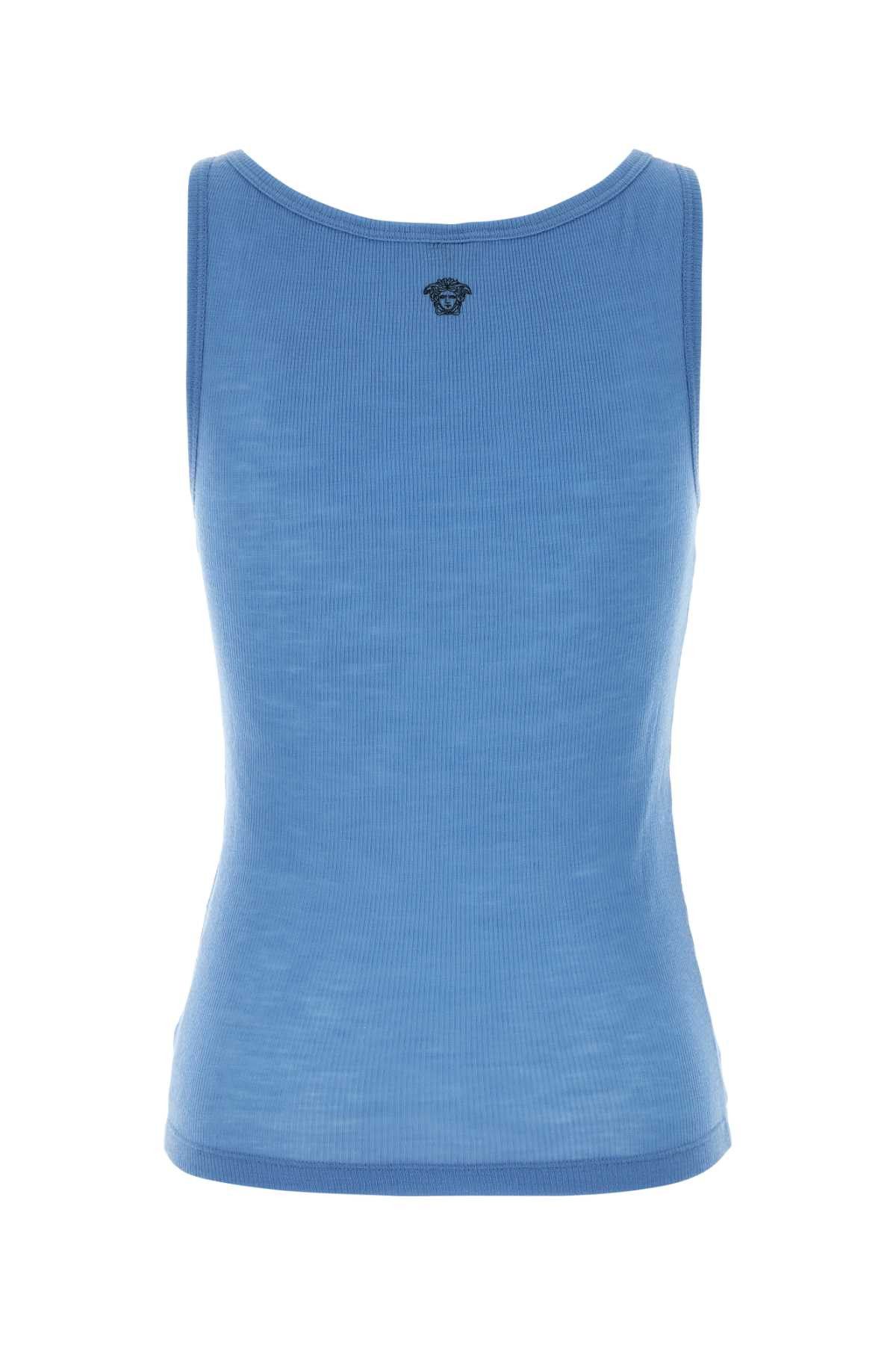Versace Cerulean Blue Wool Tank Top Size XS / US 0-2 / IT 36-38 - 2 Thumbnail