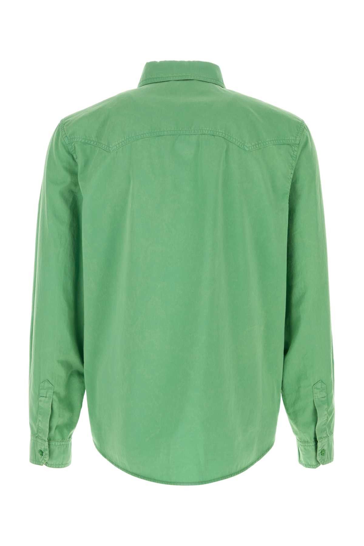 Versace Grass Green Cotton Shirt Size US L / EU 52-54 / 3 - 2 Thumbnail