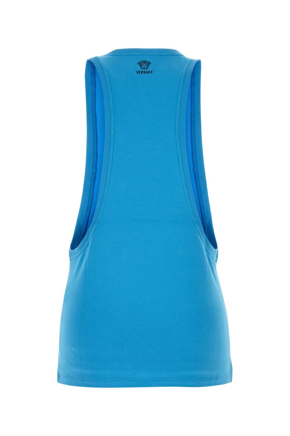Versace Light Blue Stretch Cotton Tank Top Size US XL / EU 56 / 4 - 2 Thumbnail