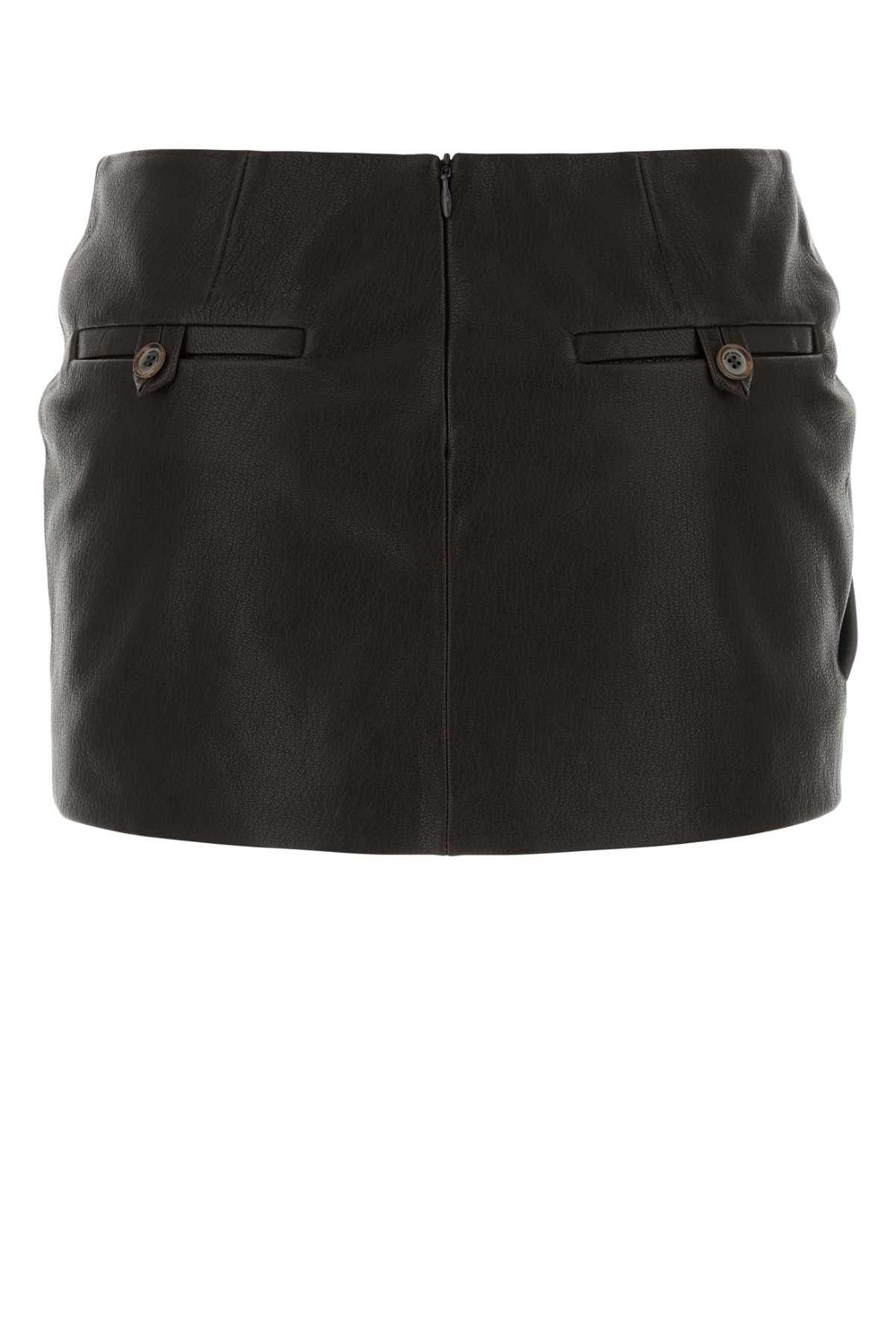 Magda Butrym Dark Brown Leather Mini Skirt Size 26" / US 2 / IT 38 - 2 Thumbnail