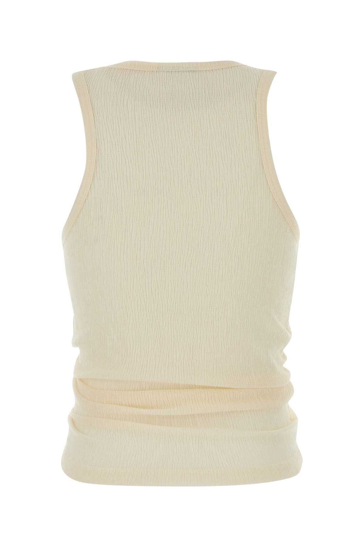 Magda Butrym Cream Stretch Lyocell Blend Tank Top Size M / US 6-8 / IT 42-44 - 2 Thumbnail