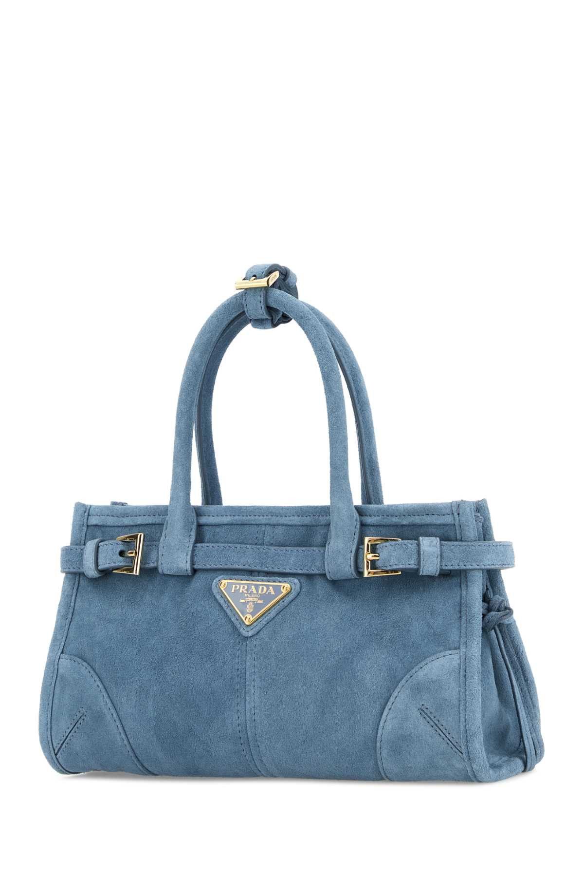 Prada Light Blue Suede Mini Prada Bonnie Handbag Size ONE SIZE - 2 Thumbnail