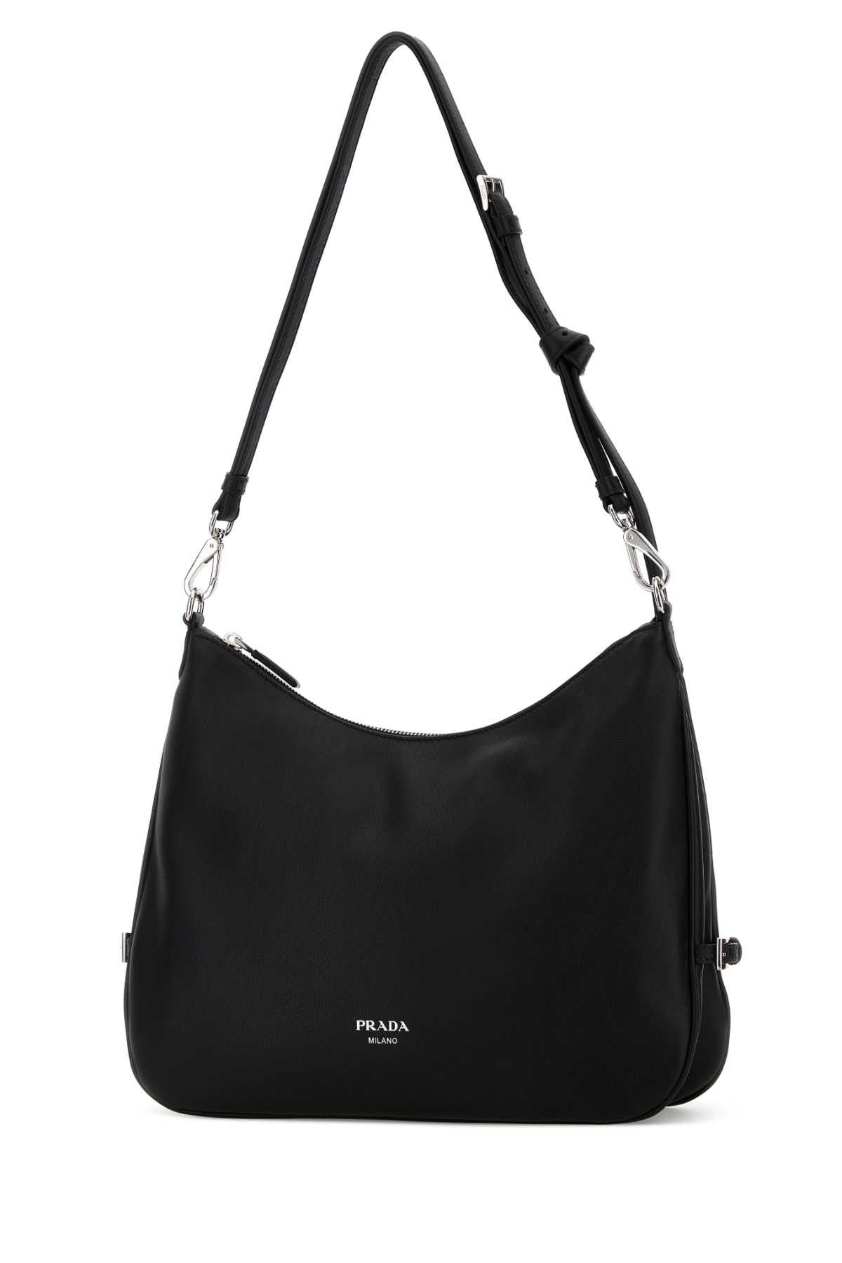 Prada Black Leather Large Prada Fold Shopping Bag Size ONE SIZE - 2 Thumbnail